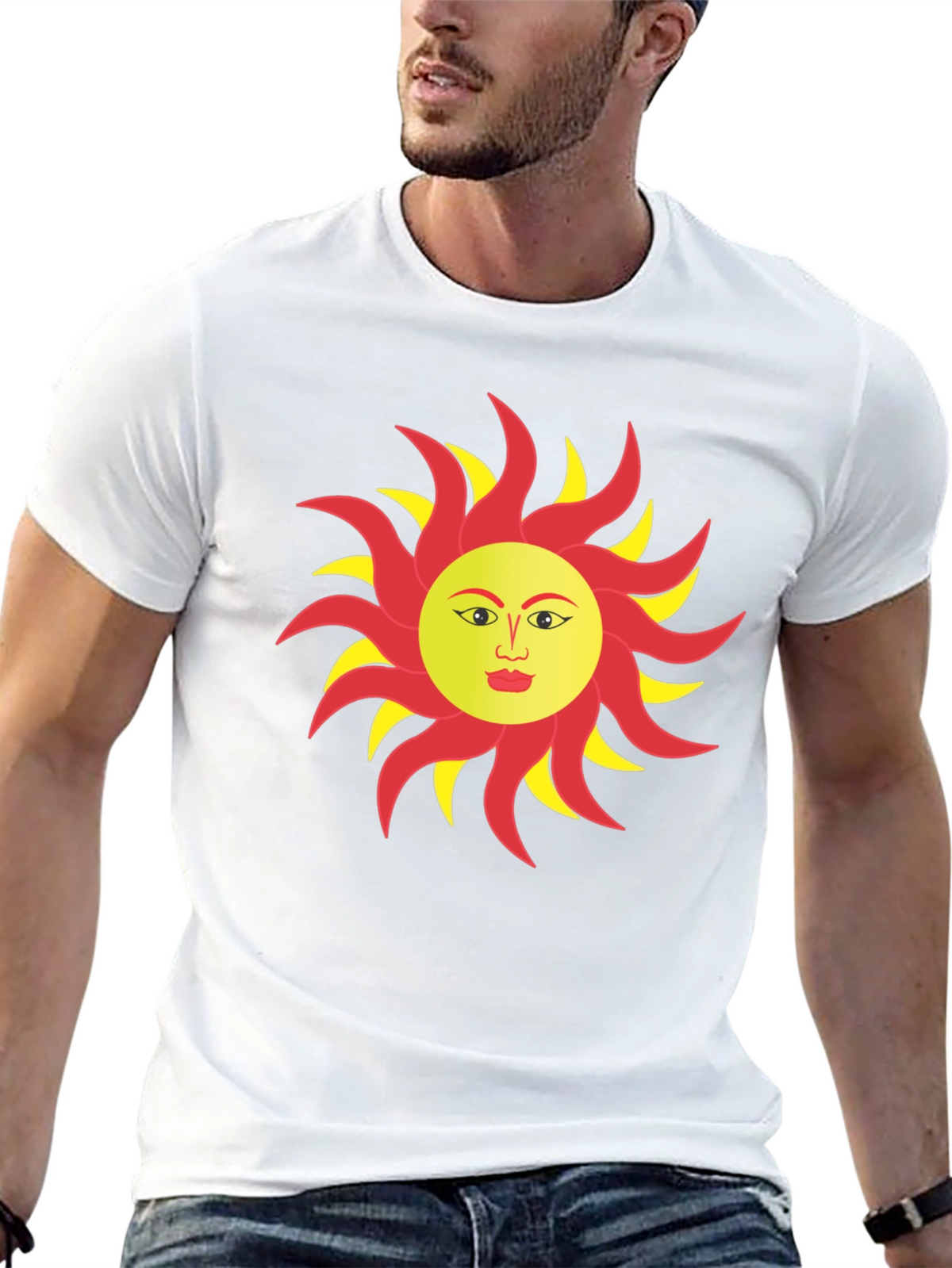 Sun Face Graphic T-Shirt - Bold & Unique Design