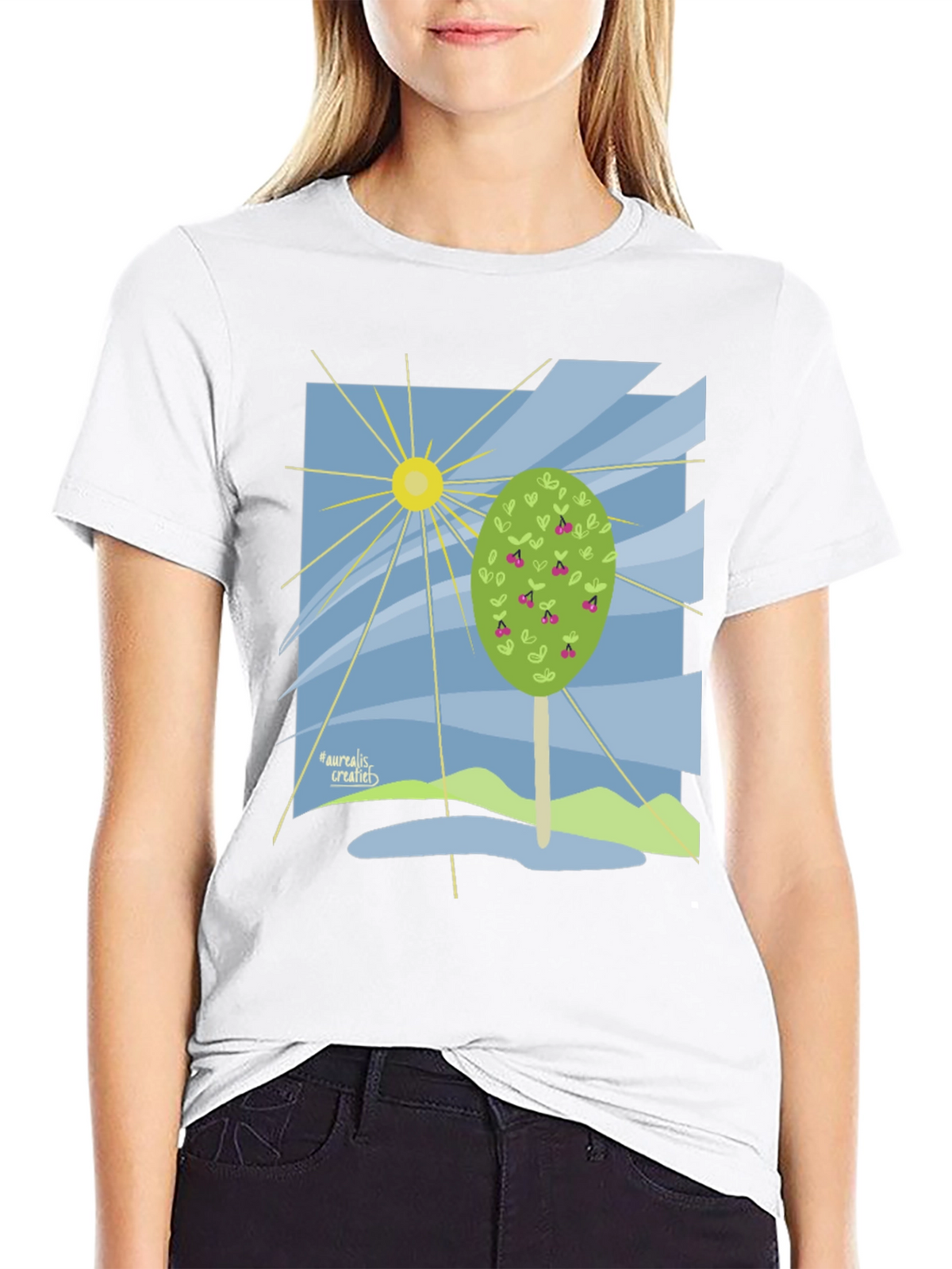 Nature Graphic T-Shirt - Cherry Tree Design