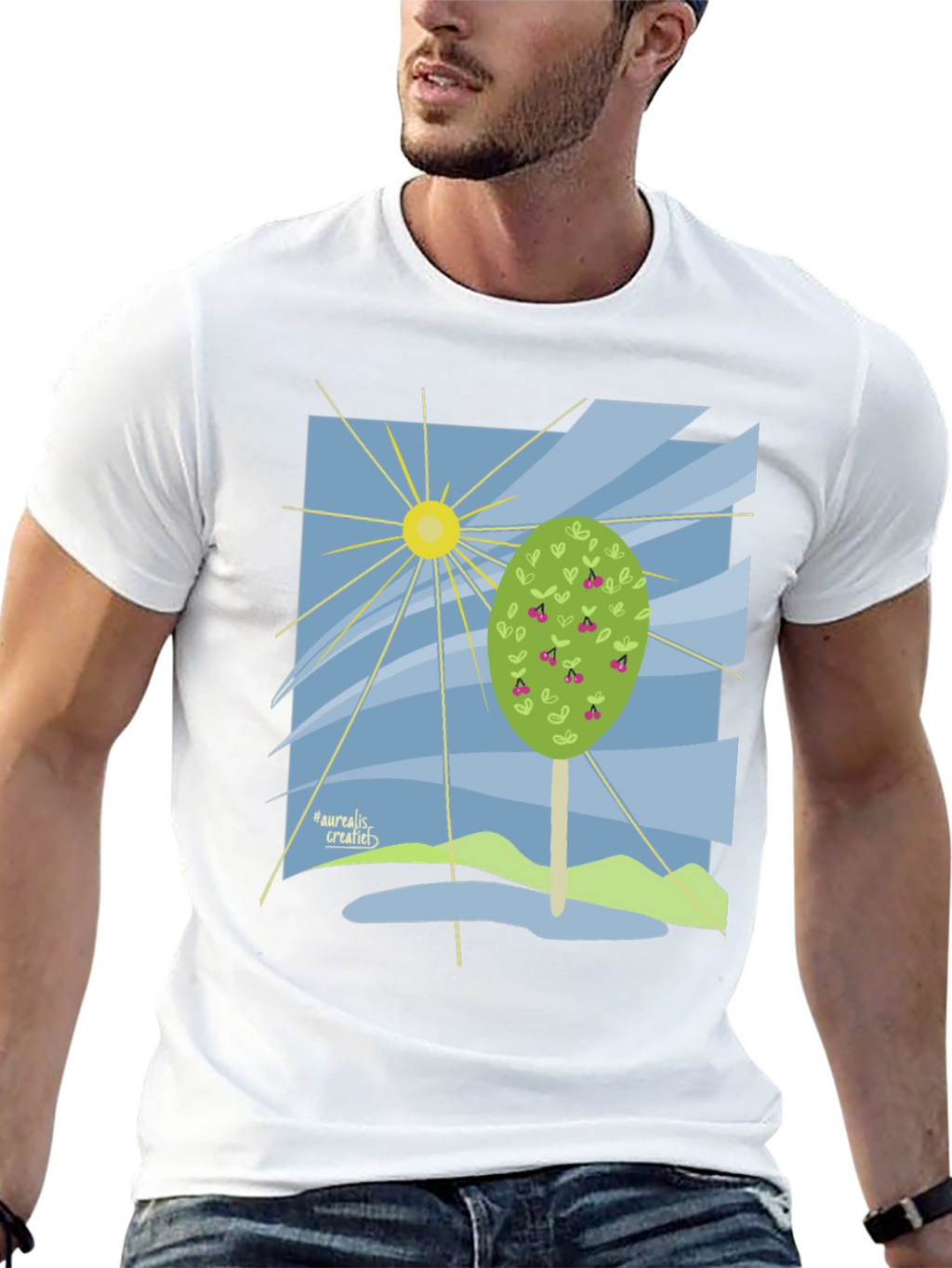 Nature Graphic T-Shirt - Cherry Tree Design