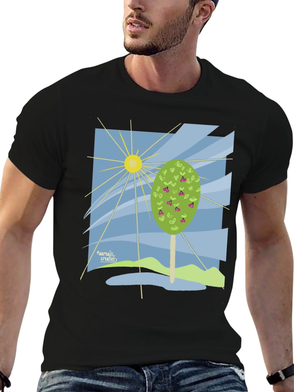 Nature Graphic T-Shirt - Cherry Tree Design