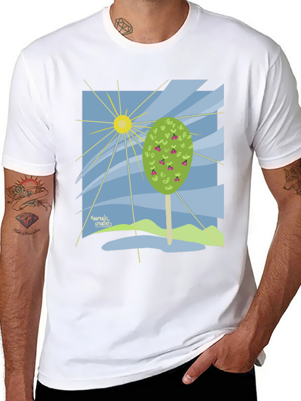 Nature Graphic T-Shirt - Cherry Tree Design