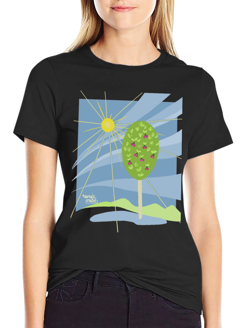 Nature Graphic T-Shirt - Cherry Tree Design