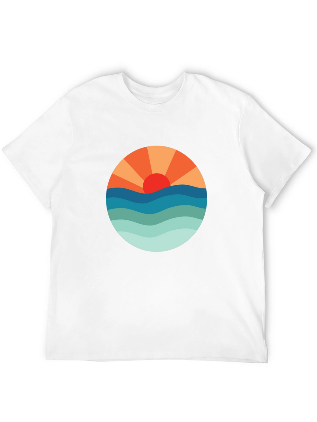 Sunset Waves Graphic Tee - Black Cotton Blend
