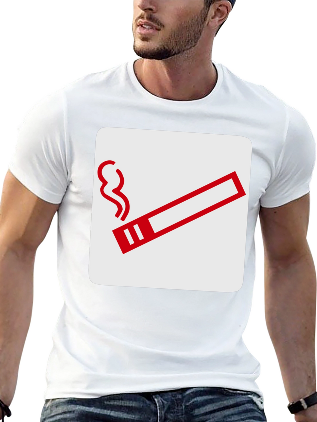 Smoking Sign Graphic Tee - Black Cotton T-Shirt