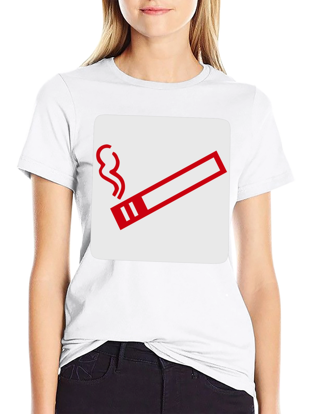 Smoking Sign Graphic Tee - Black Cotton T-Shirt