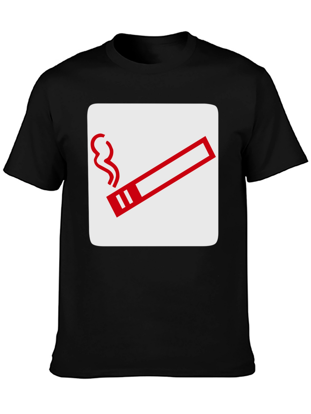 Smoking Sign Graphic Tee - Black Cotton T-Shirt