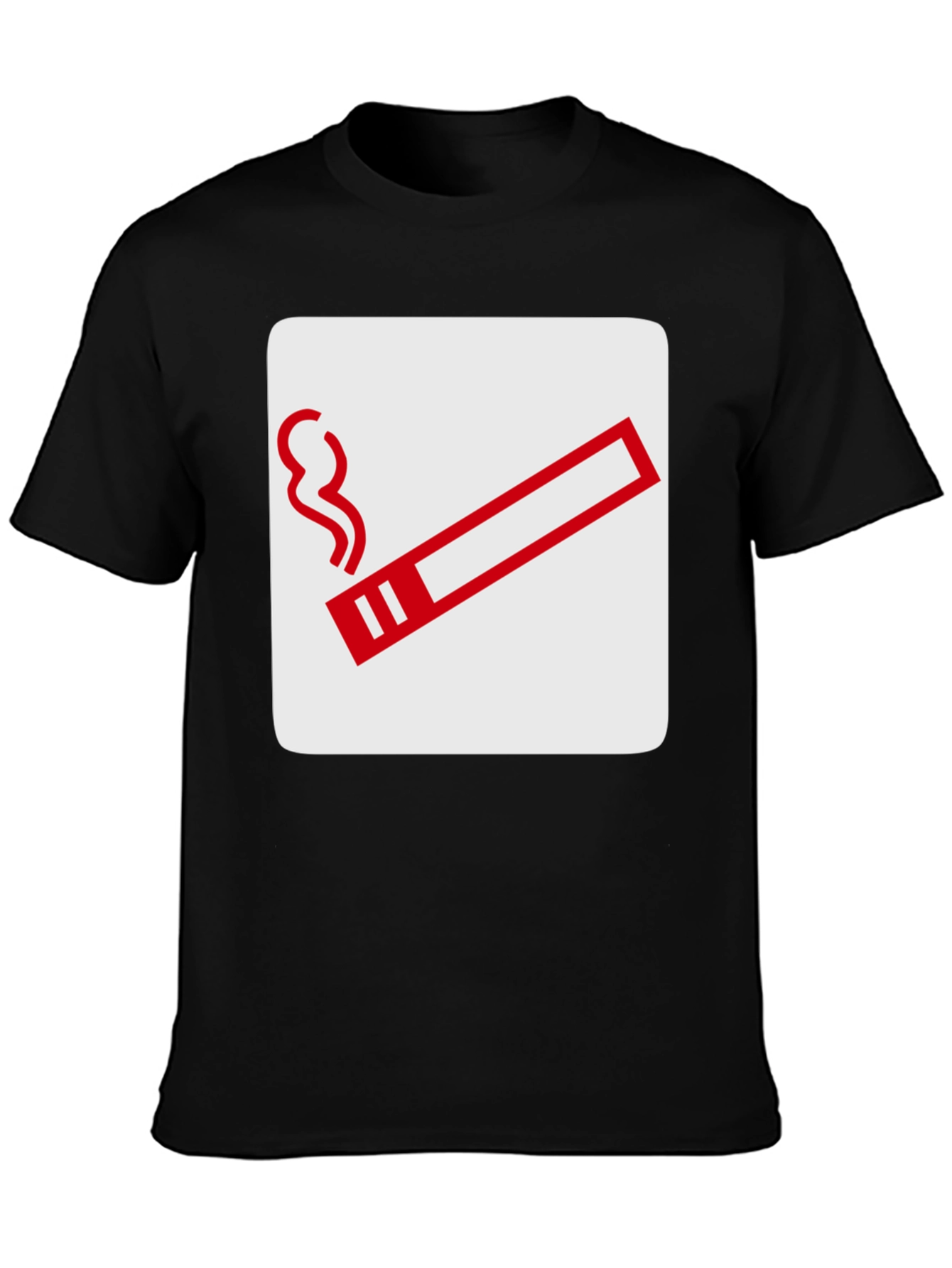 Smoking Sign Graphic Tee - Black Cotton T-Shirt