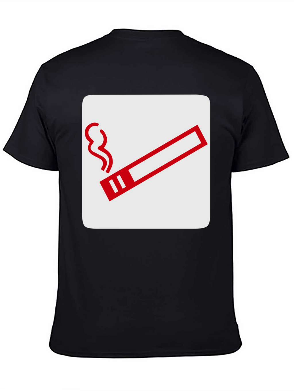 Smoking Sign Graphic Tee - Black Cotton T-Shirt