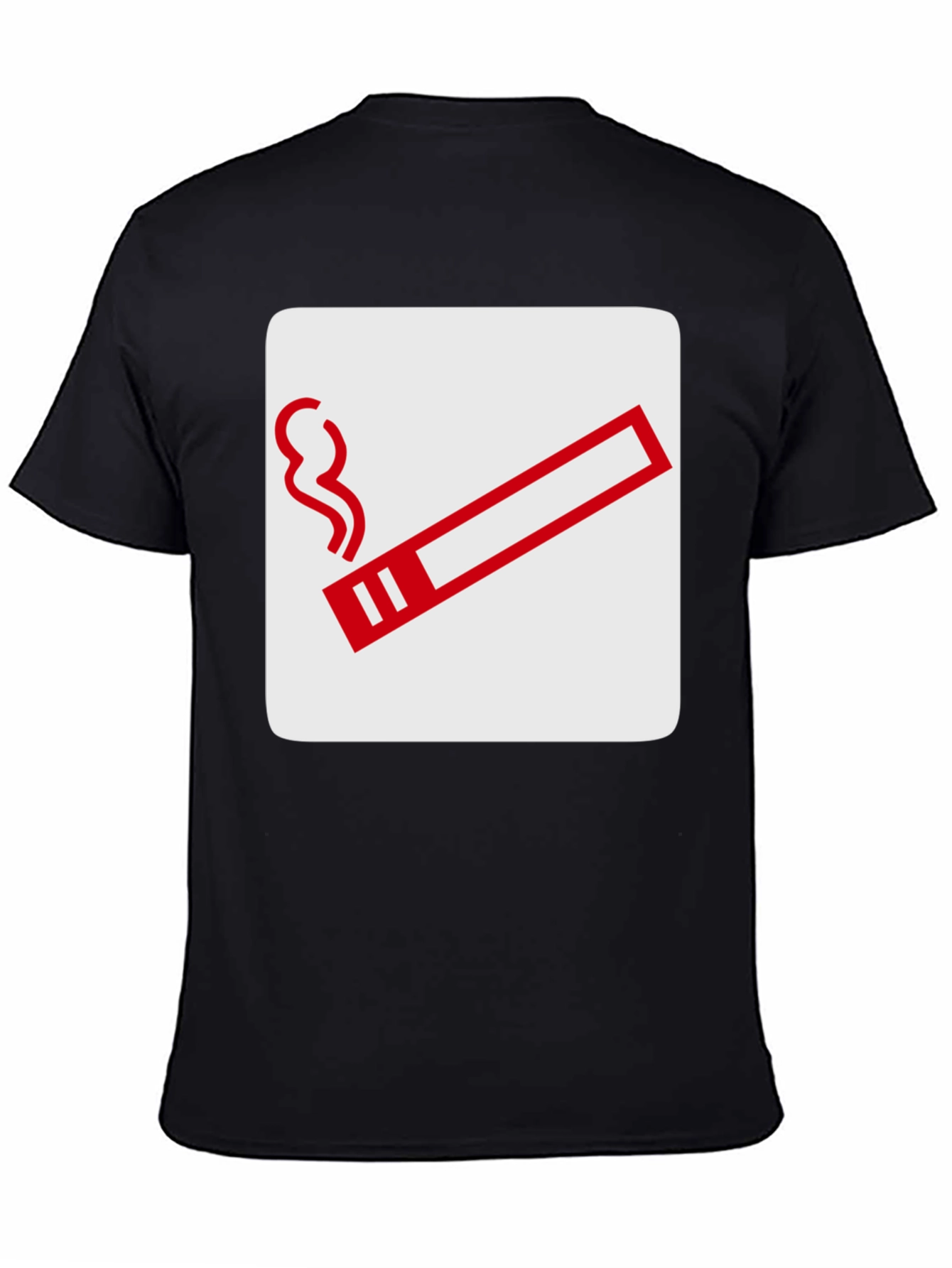 Smoking Sign Graphic Tee - Black Cotton T-Shirt