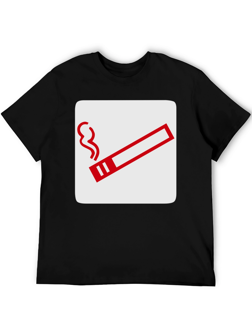 Smoking Sign Graphic Tee - Black Cotton T-Shirt