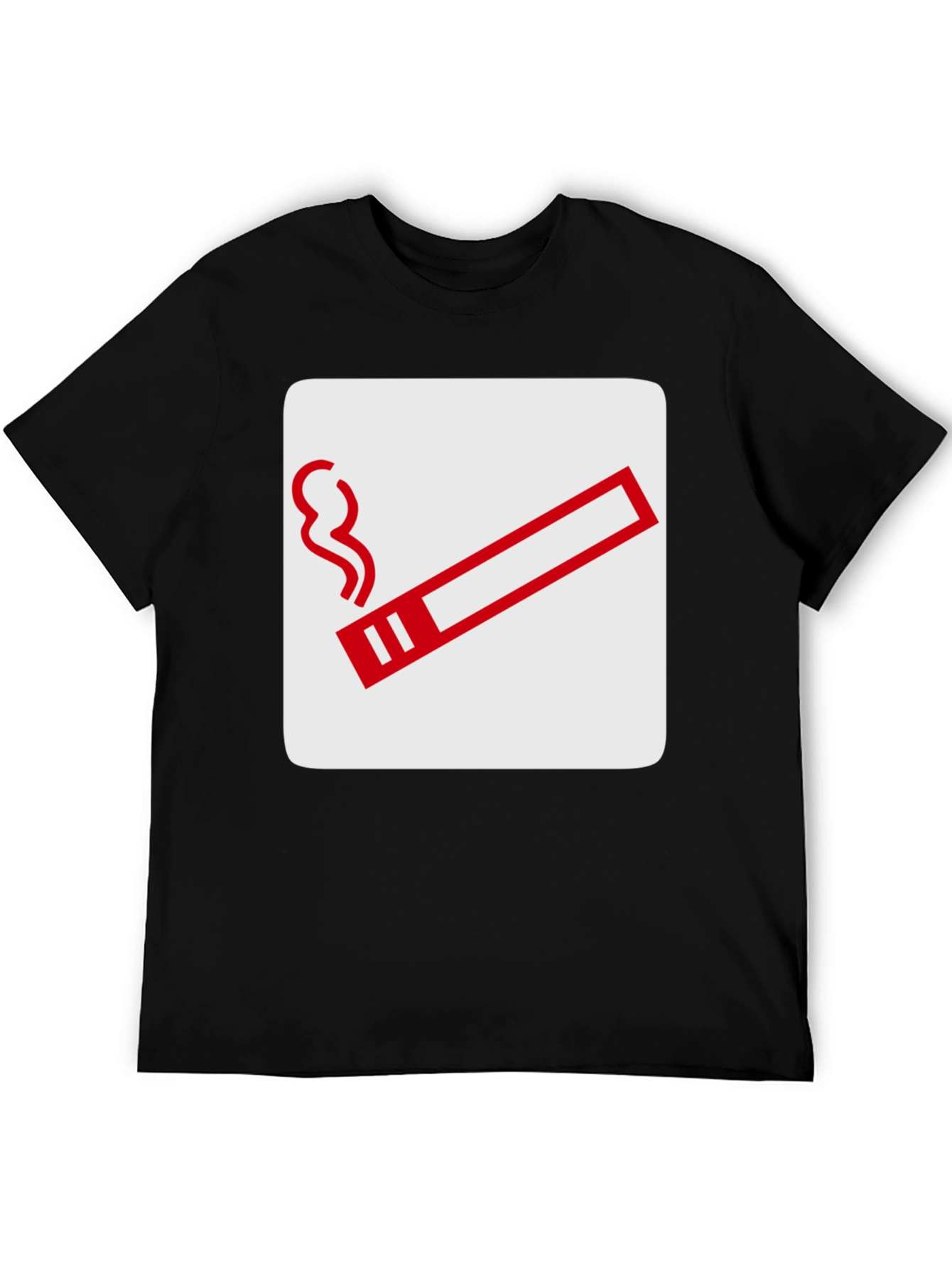 Smoking Sign Graphic Tee - Black Cotton T-Shirt