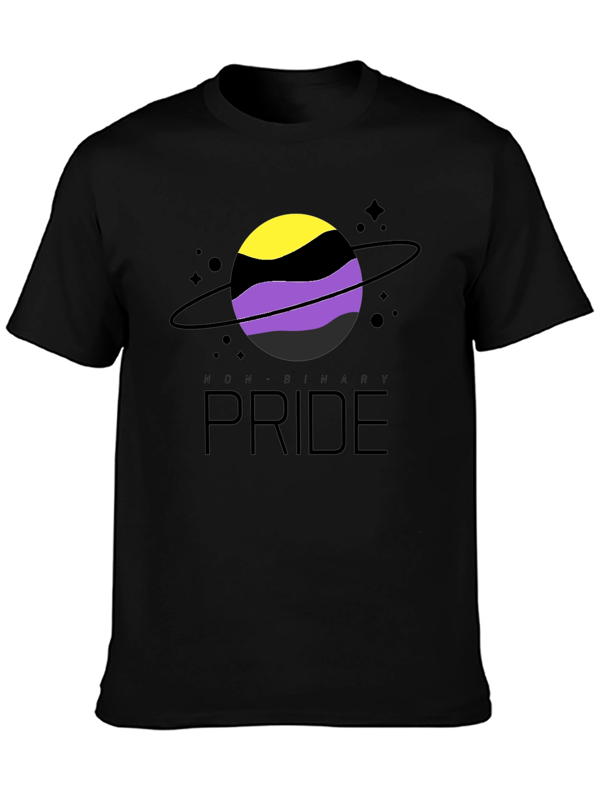 Non-Binary Pride T-Shirt: Saturn Design