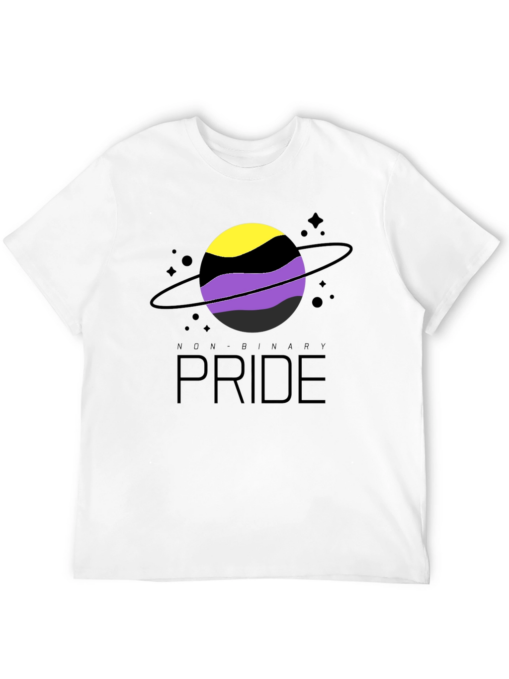 Non-Binary Pride T-Shirt: Saturn Design