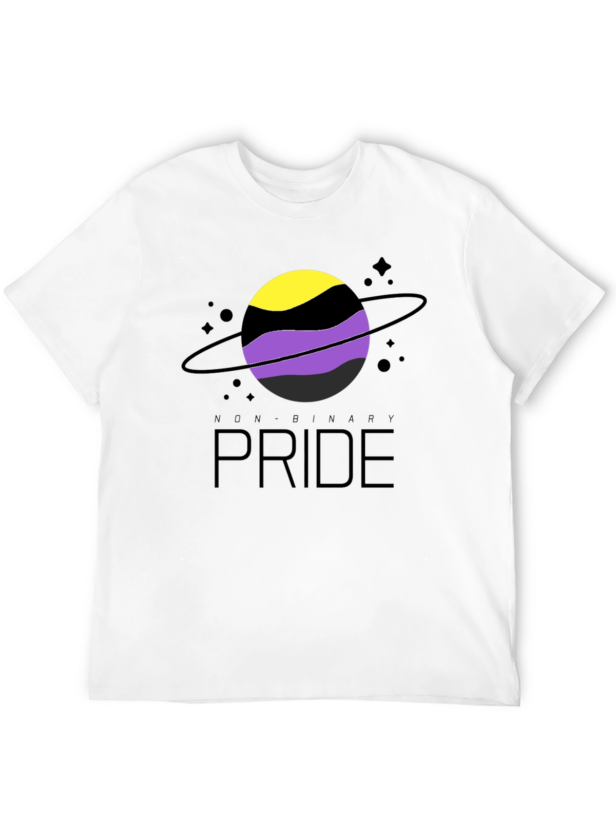 Non-Binary Pride T-Shirt: Saturn Design