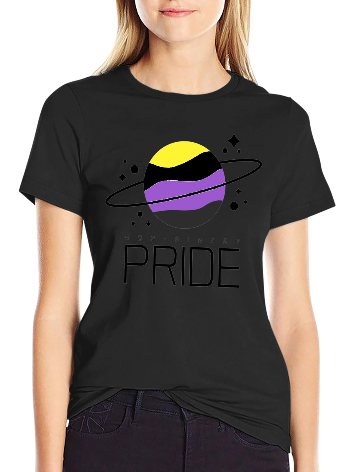 Non-Binary Pride T-Shirt: Saturn Design