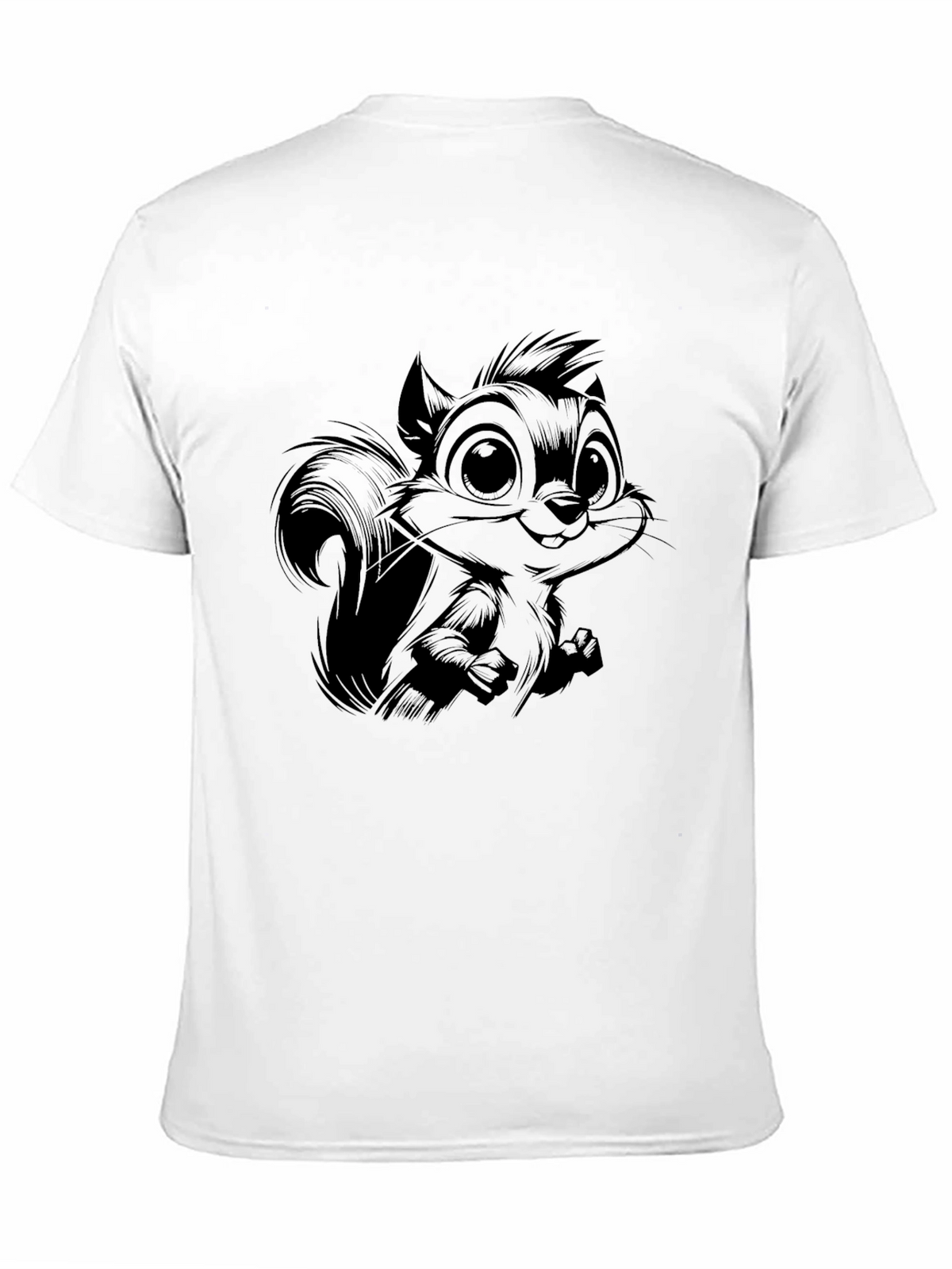 Cartoon Squirrel Graphic Black T-Shirt