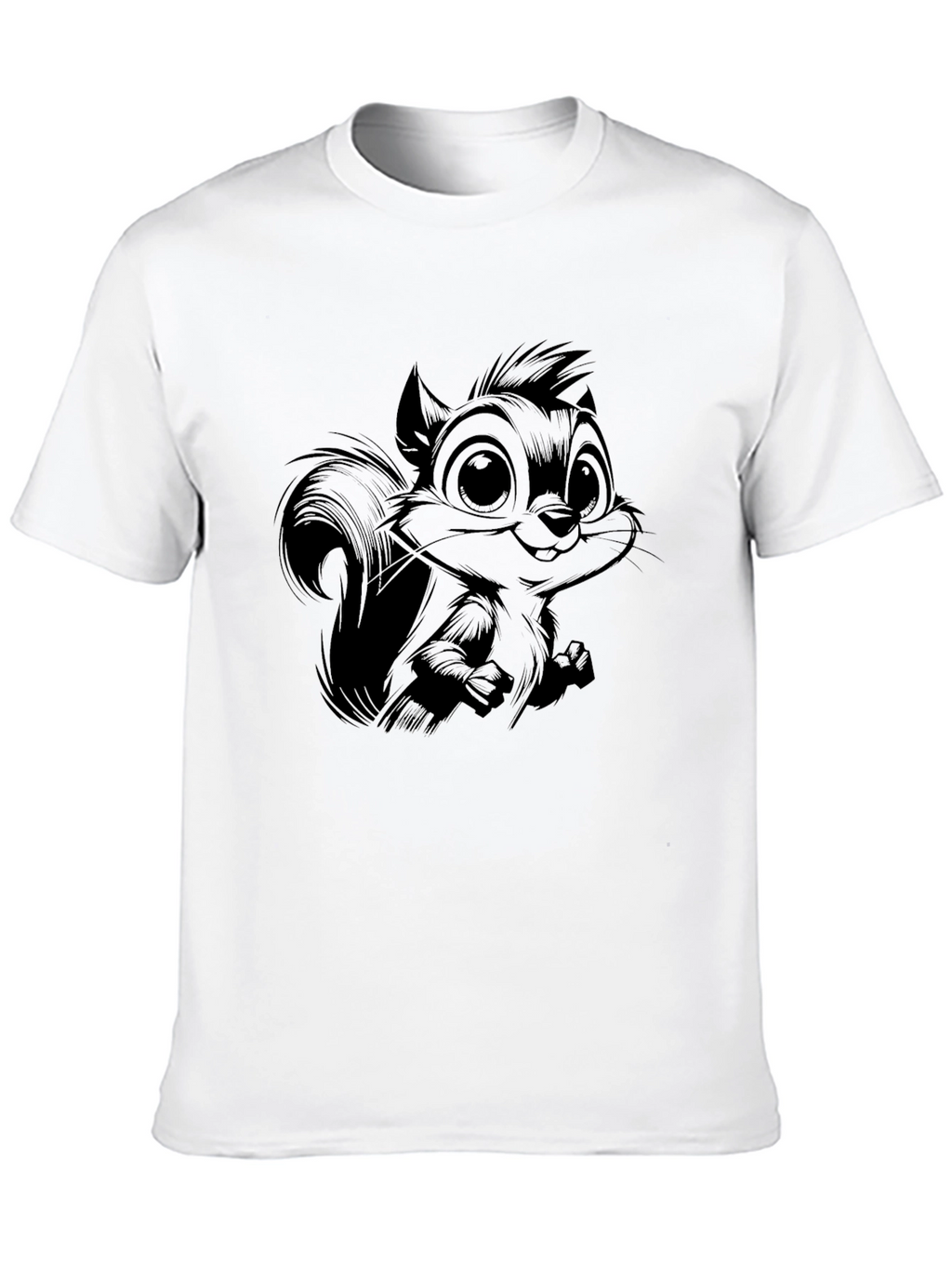 Cartoon Squirrel Graphic Black T-Shirt