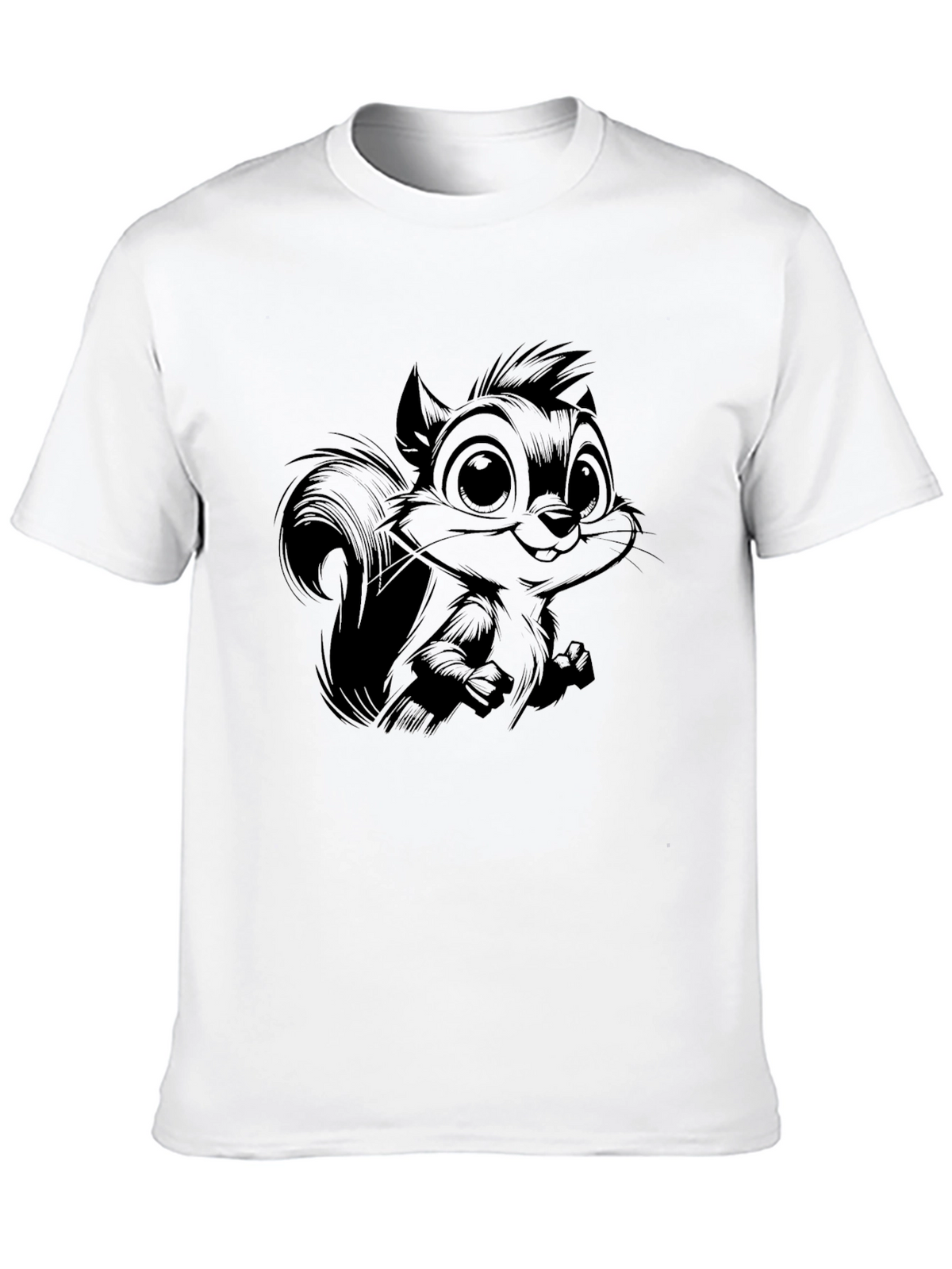 Cartoon Squirrel Graphic Black T-Shirt