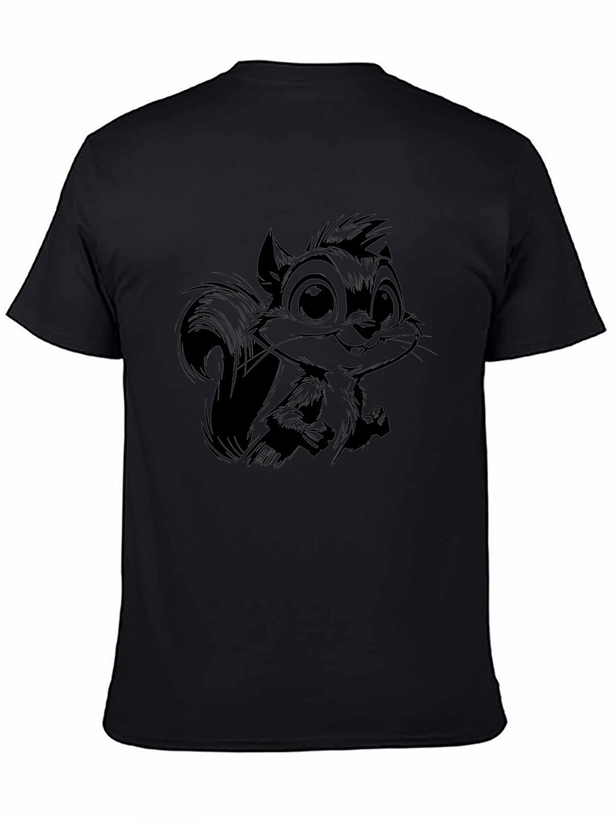 Cartoon Squirrel Graphic Black T-Shirt