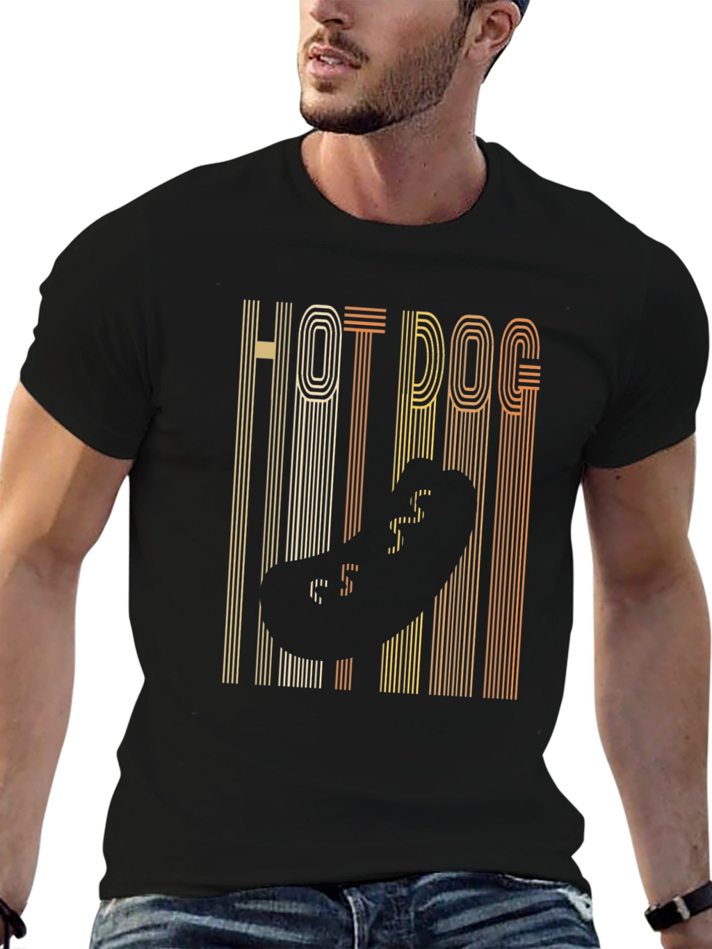 Retro Hot Dog Graphic Tee - Black T-Shirt