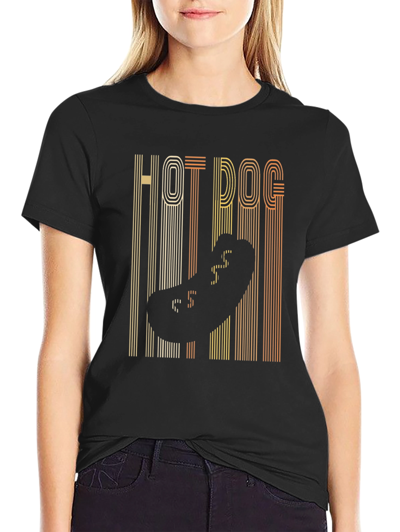 Retro Hot Dog Graphic Tee - Black T-Shirt