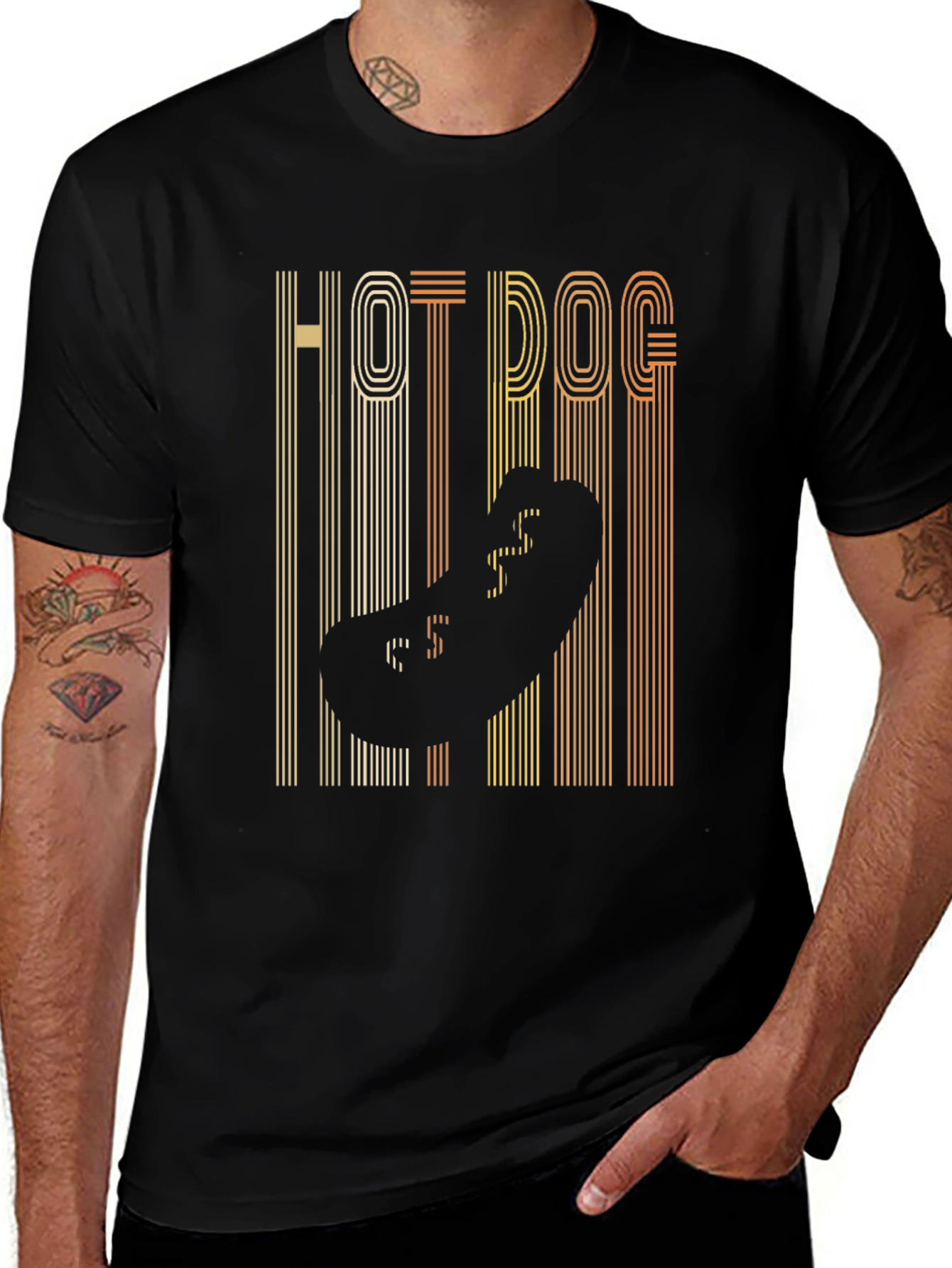 Retro Hot Dog Graphic Tee - Black T-Shirt
