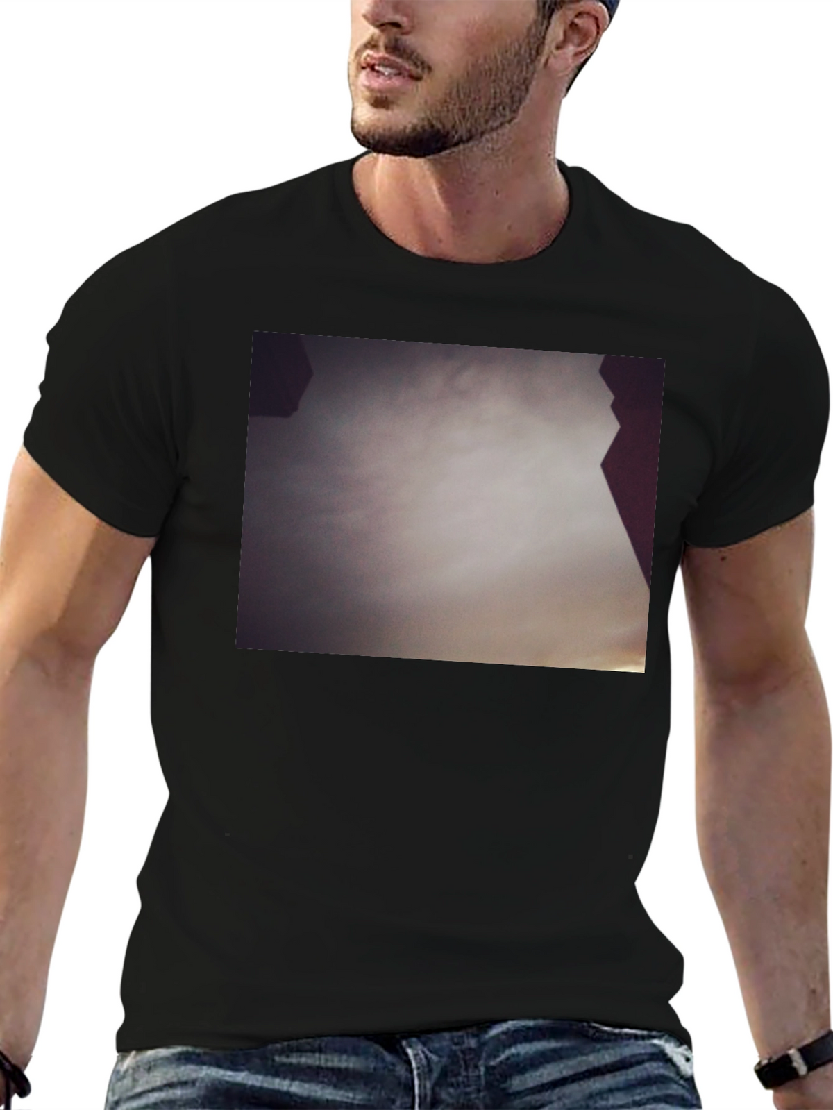 Abstract Sky Print Black Tee