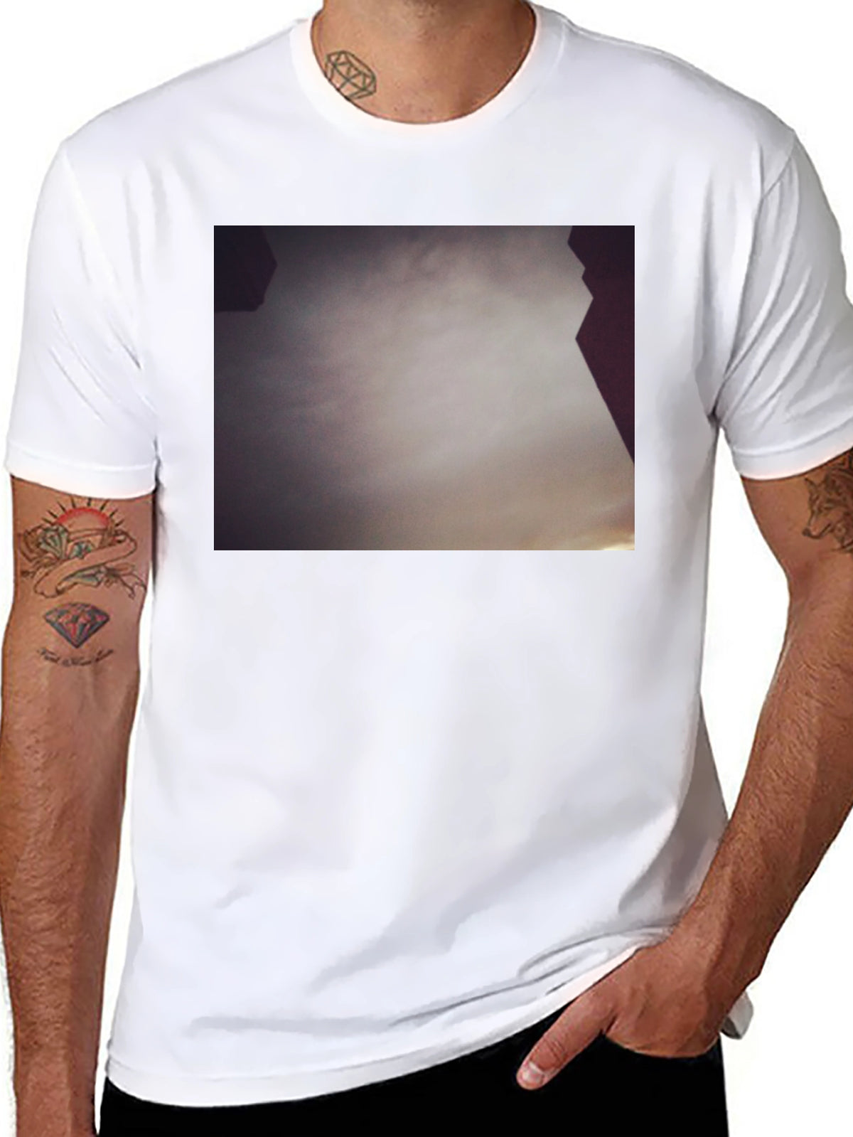 Abstract Sky Print Black Tee