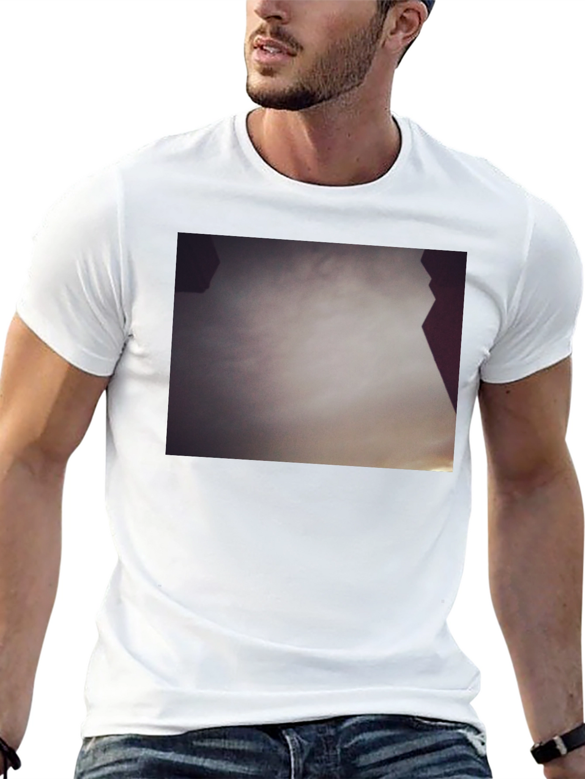 Abstract Sky Print Black Tee