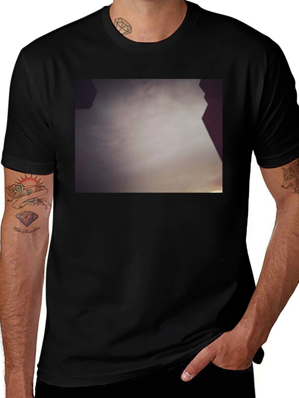 Abstract Sky Print Black Tee
