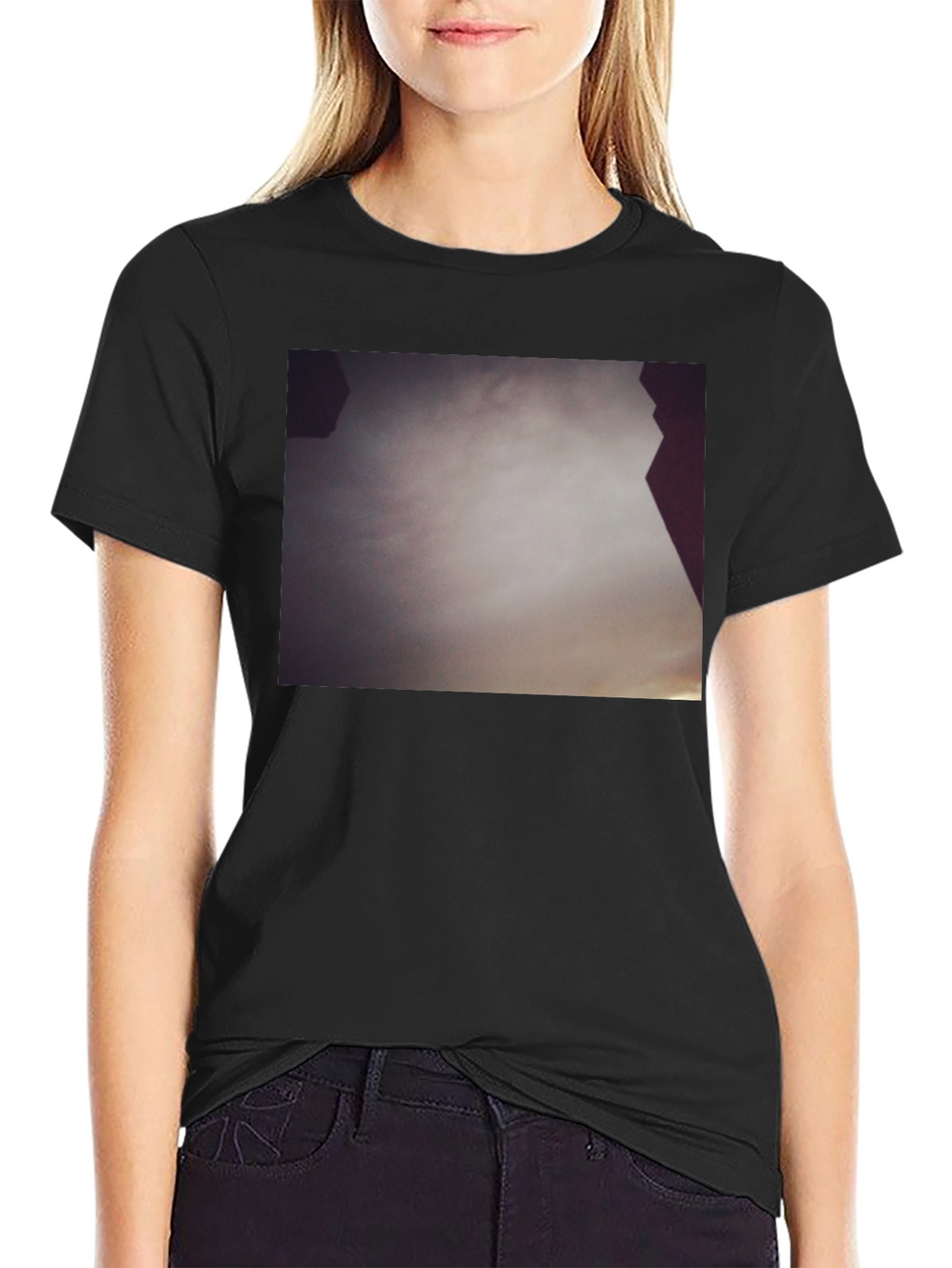 Abstract Sky Print Black Tee