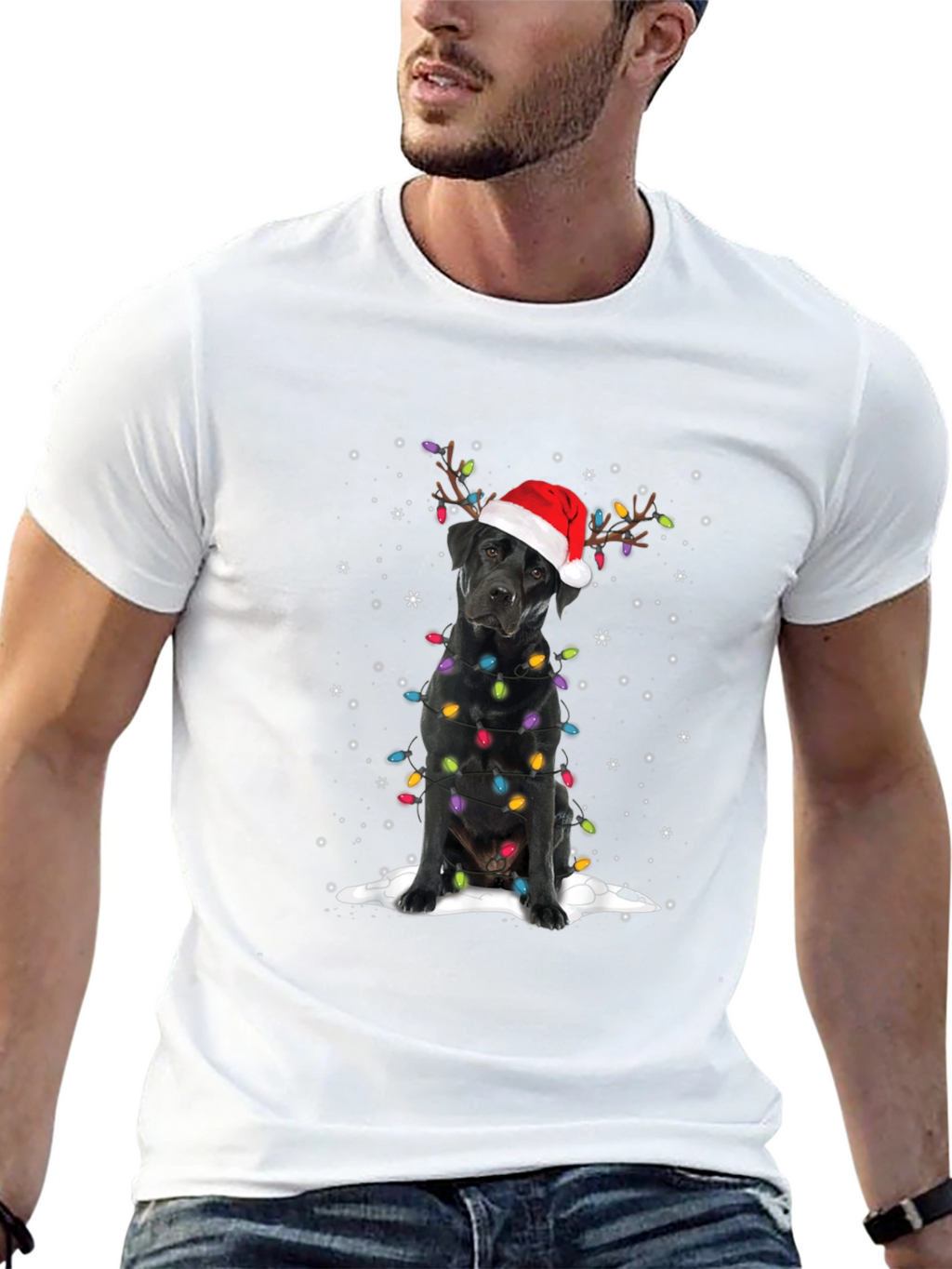 Festive Black Lab Christmas T-Shirt