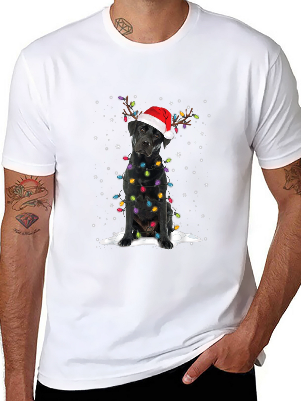 Festive Black Lab Christmas T-Shirt