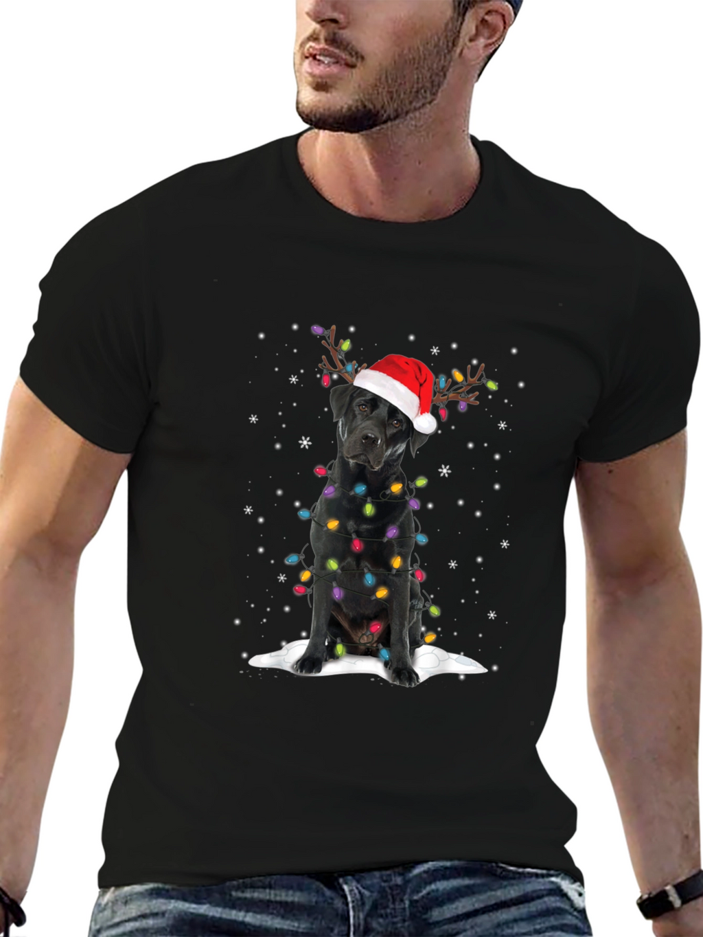 Festive Black Lab Christmas T-Shirt