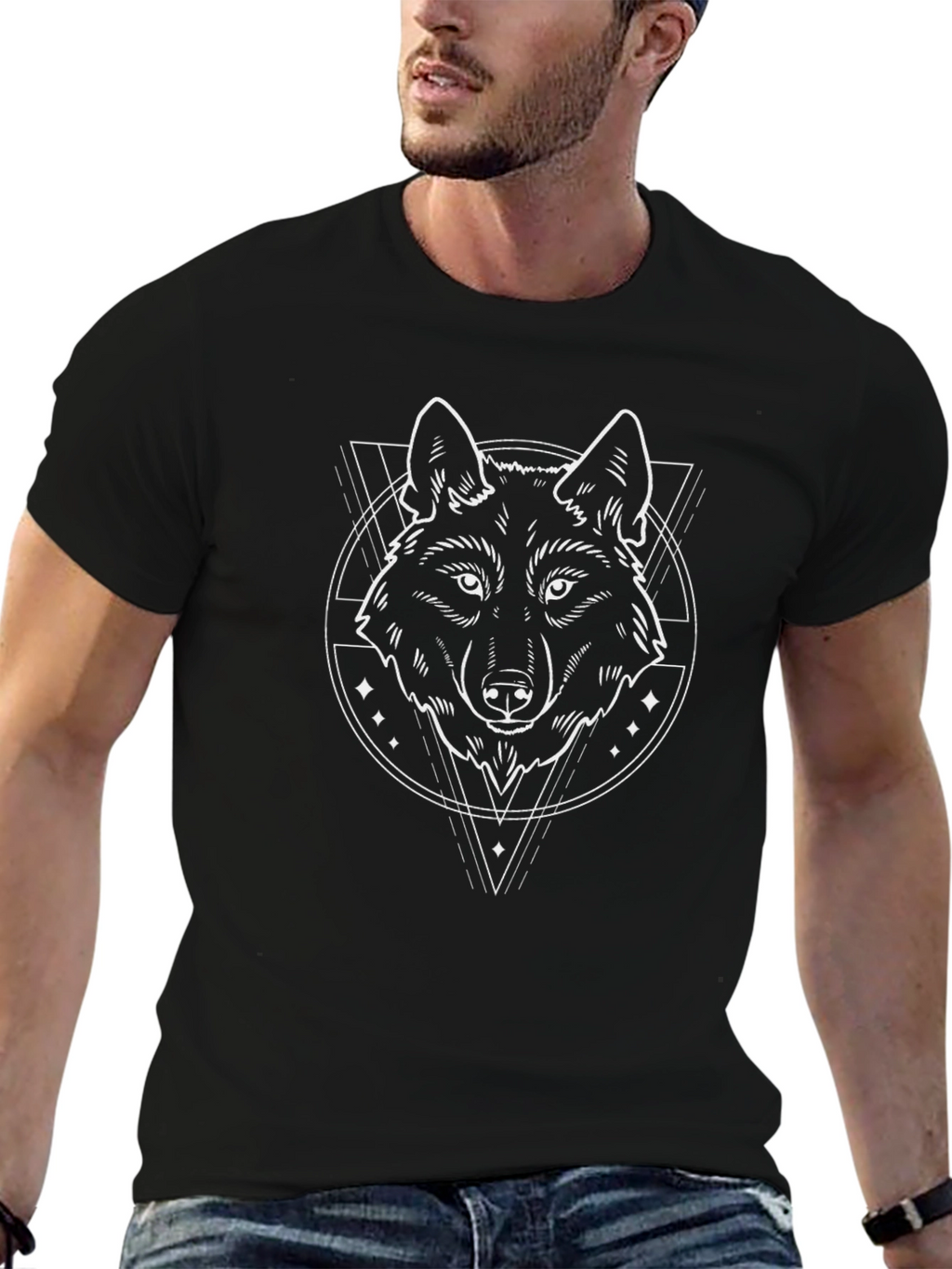 Wolf Graphic Tee - Black Cotton T-Shirt