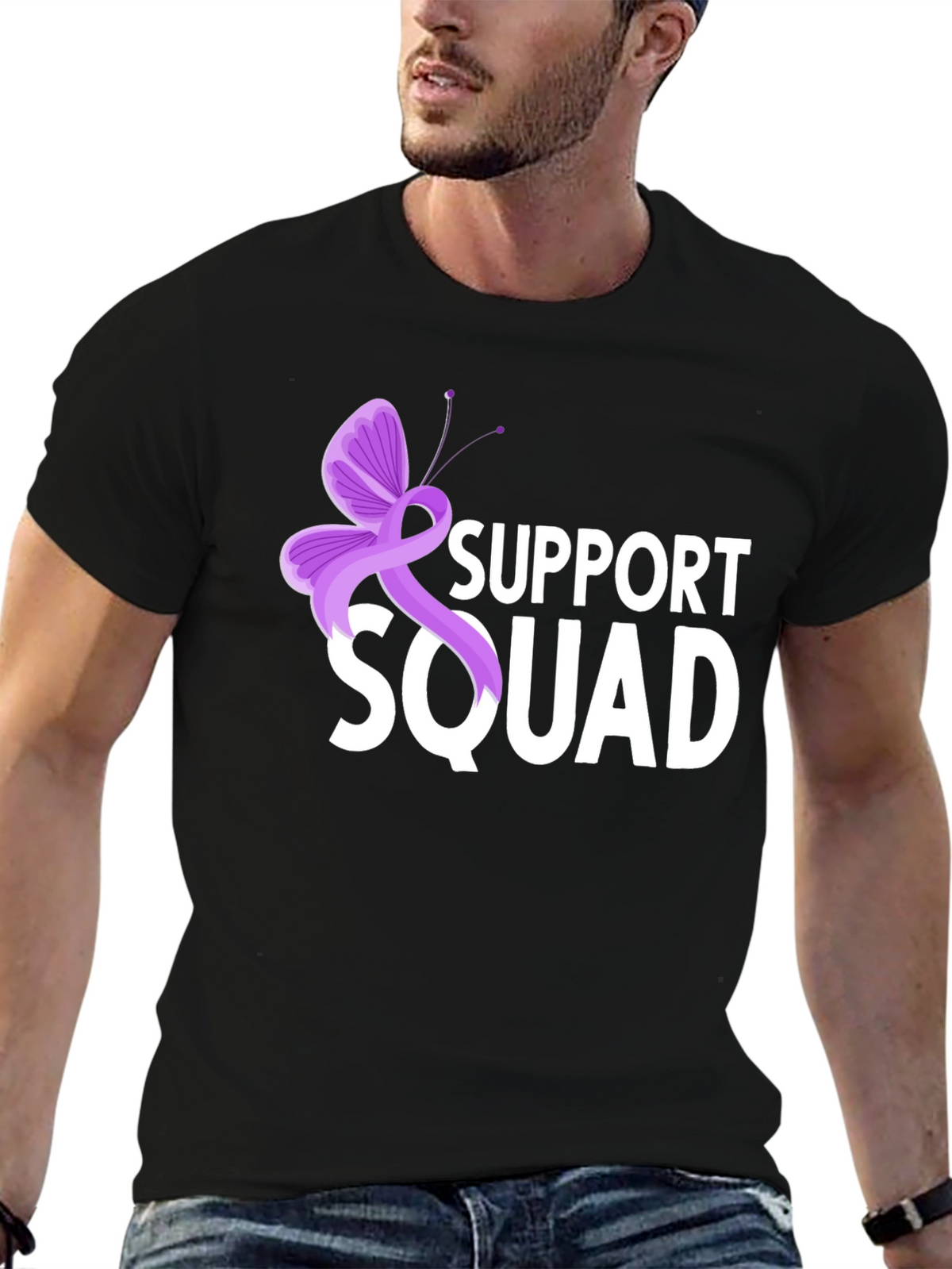Support Squad T-Shirt - Purple Ribbon Butterfly
