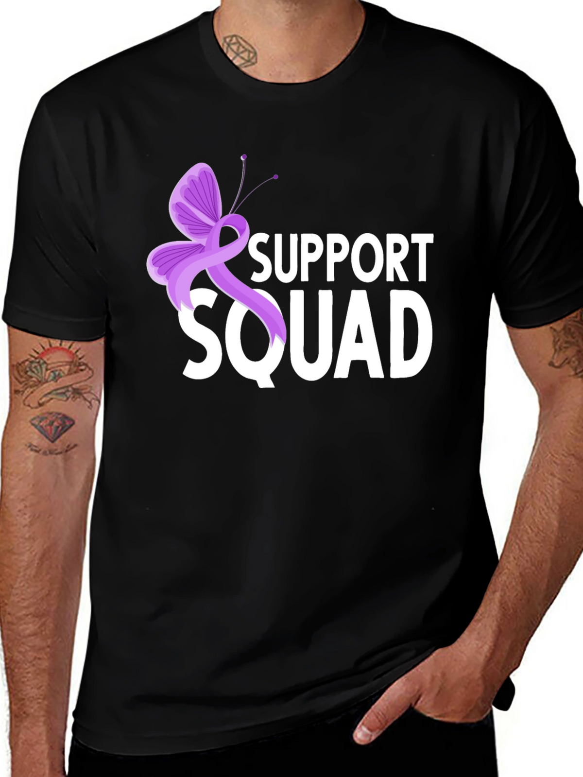 Support Squad T-Shirt - Purple Ribbon Butterfly