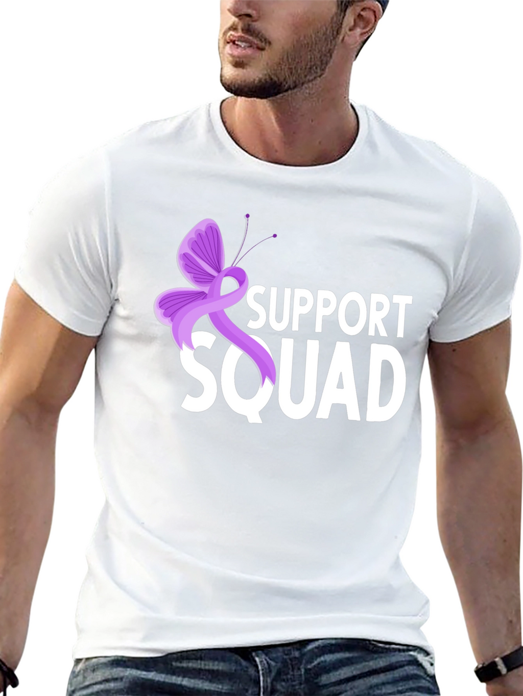 Support Squad T-Shirt - Purple Ribbon Butterfly