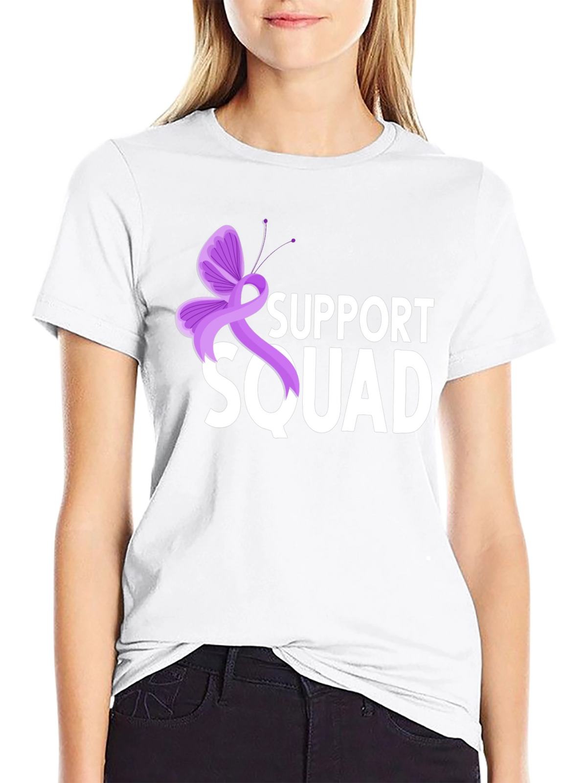 Support Squad T-Shirt - Purple Ribbon Butterfly