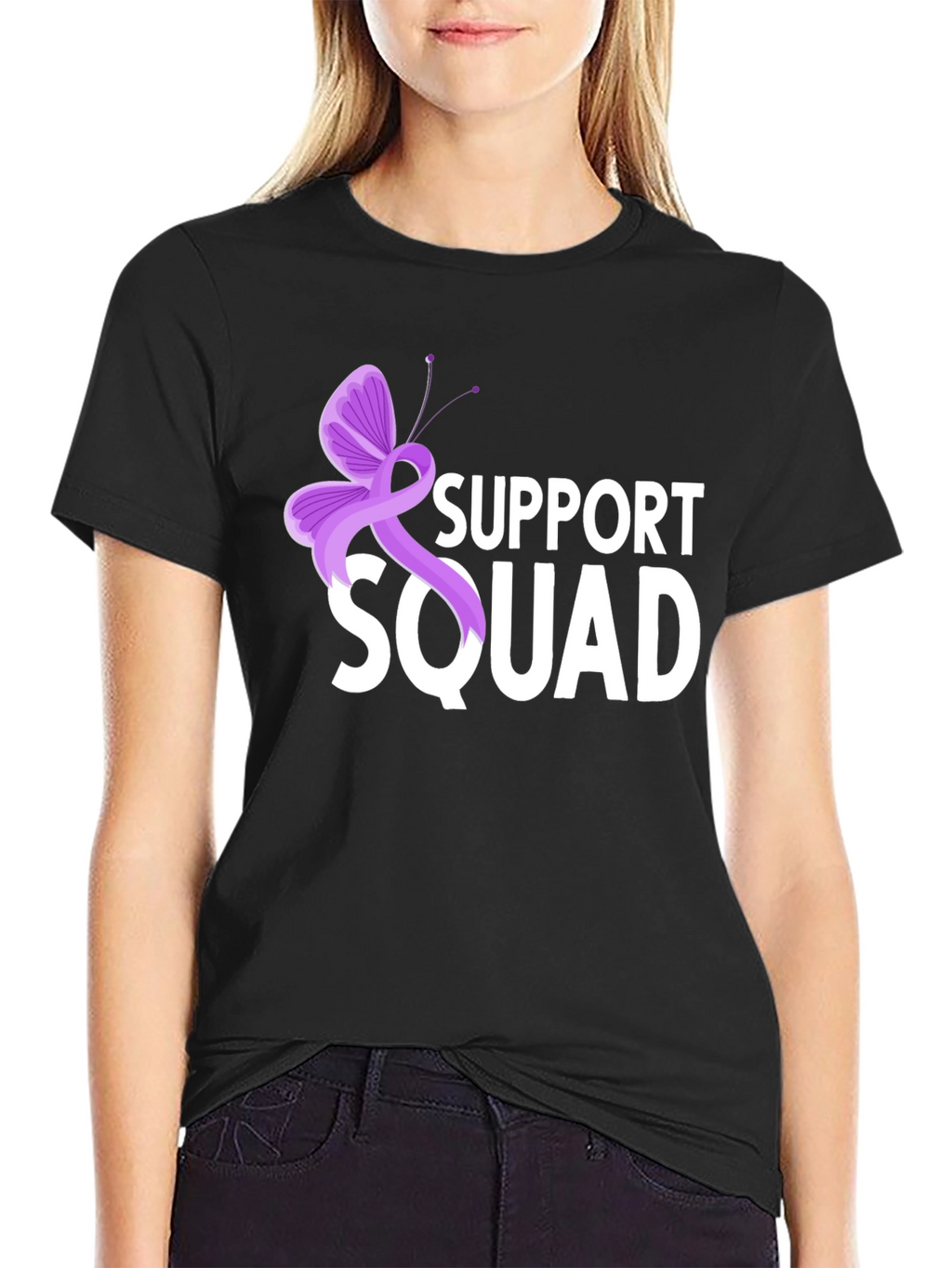 Support Squad T-Shirt - Purple Ribbon Butterfly
