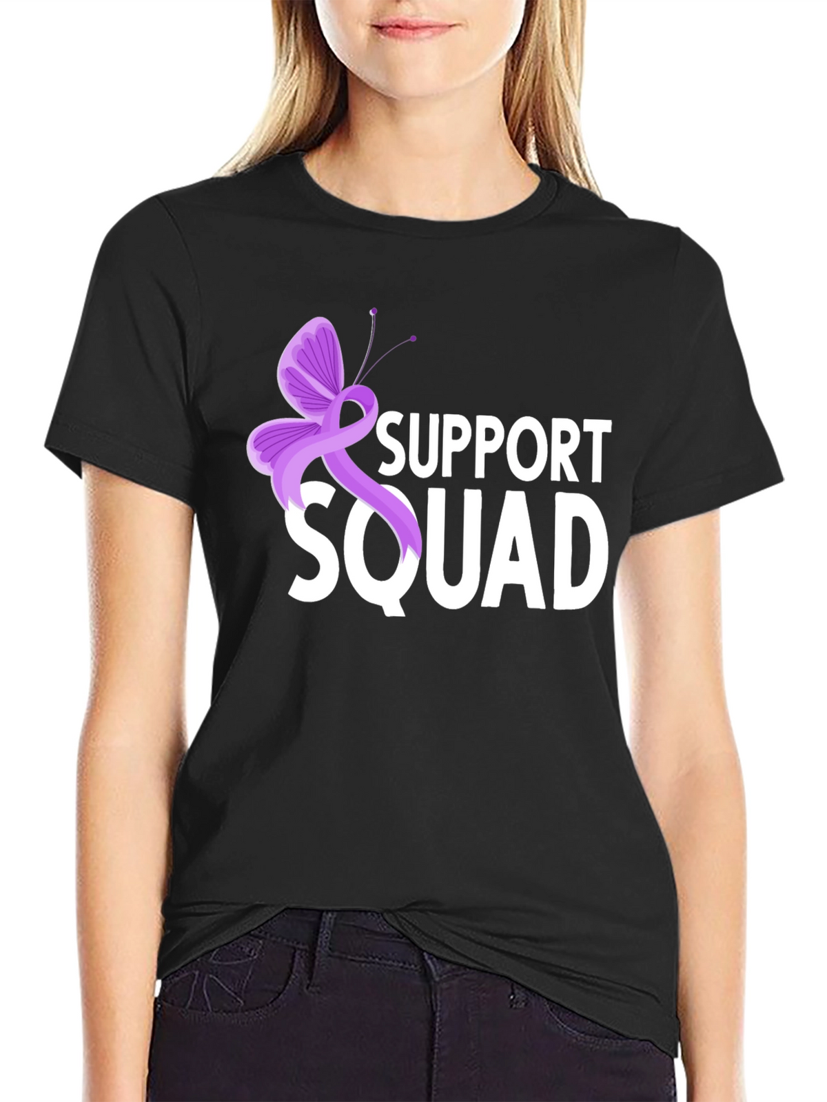 Support Squad T-Shirt - Purple Ribbon Butterfly