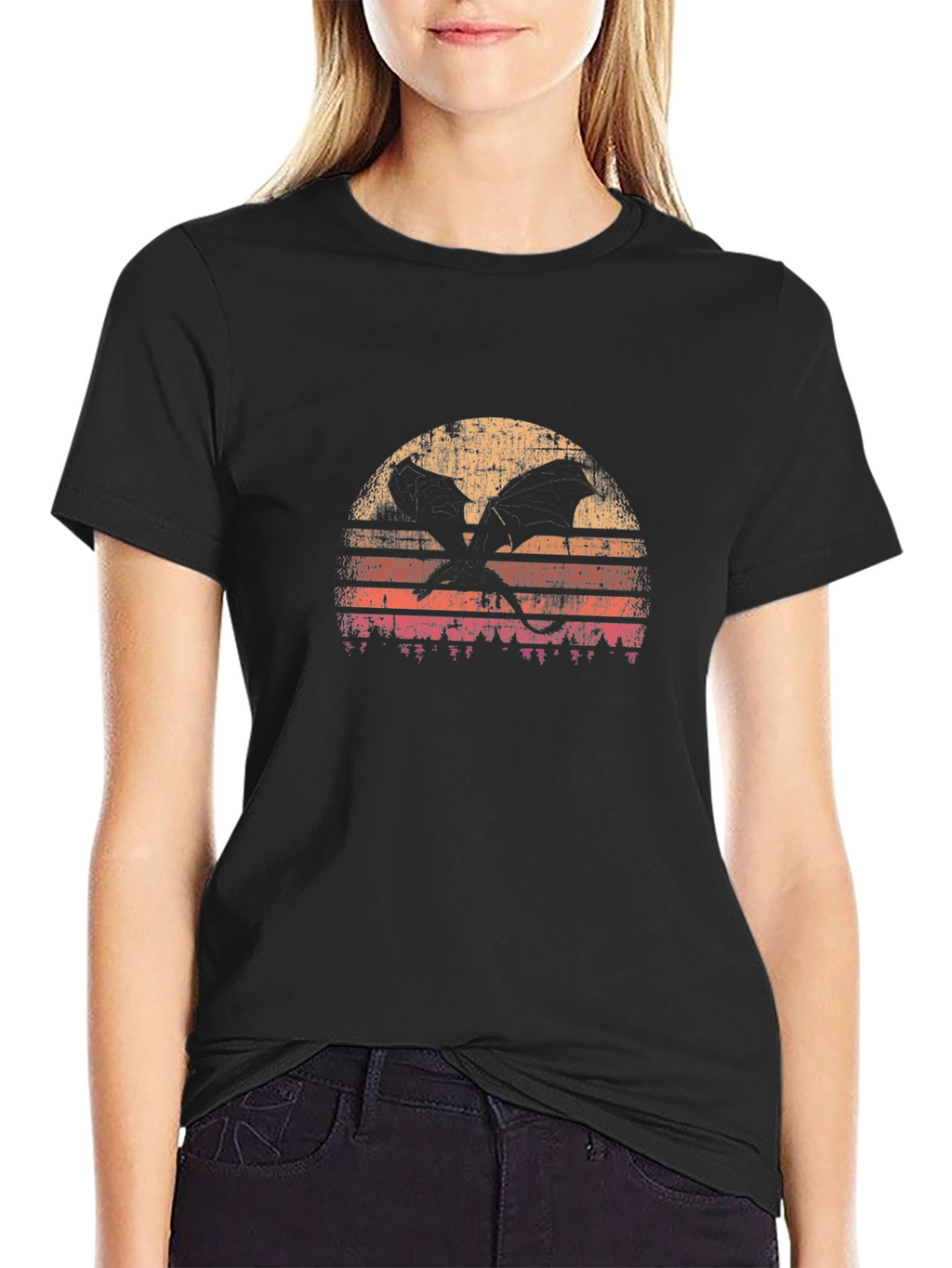 Retro Dragon Sunset Graphic Tee