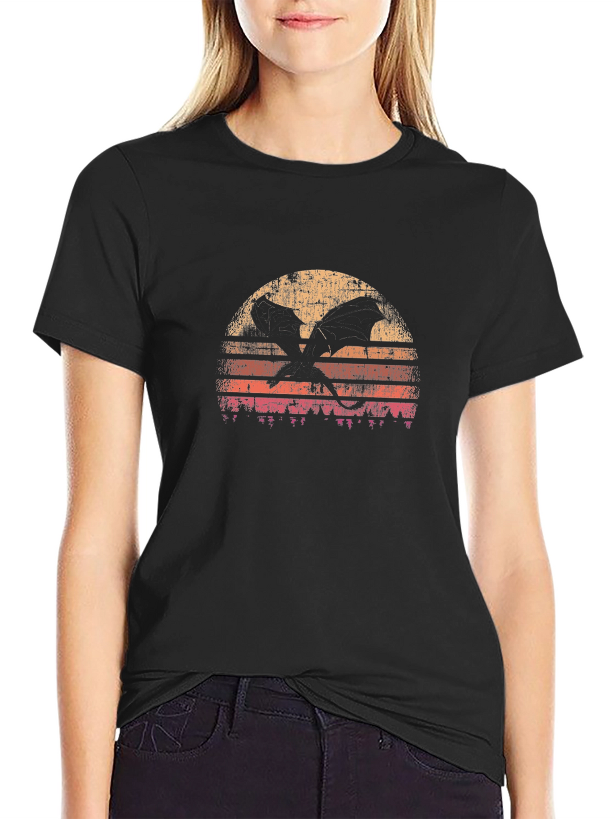 Retro Dragon Sunset Graphic Tee