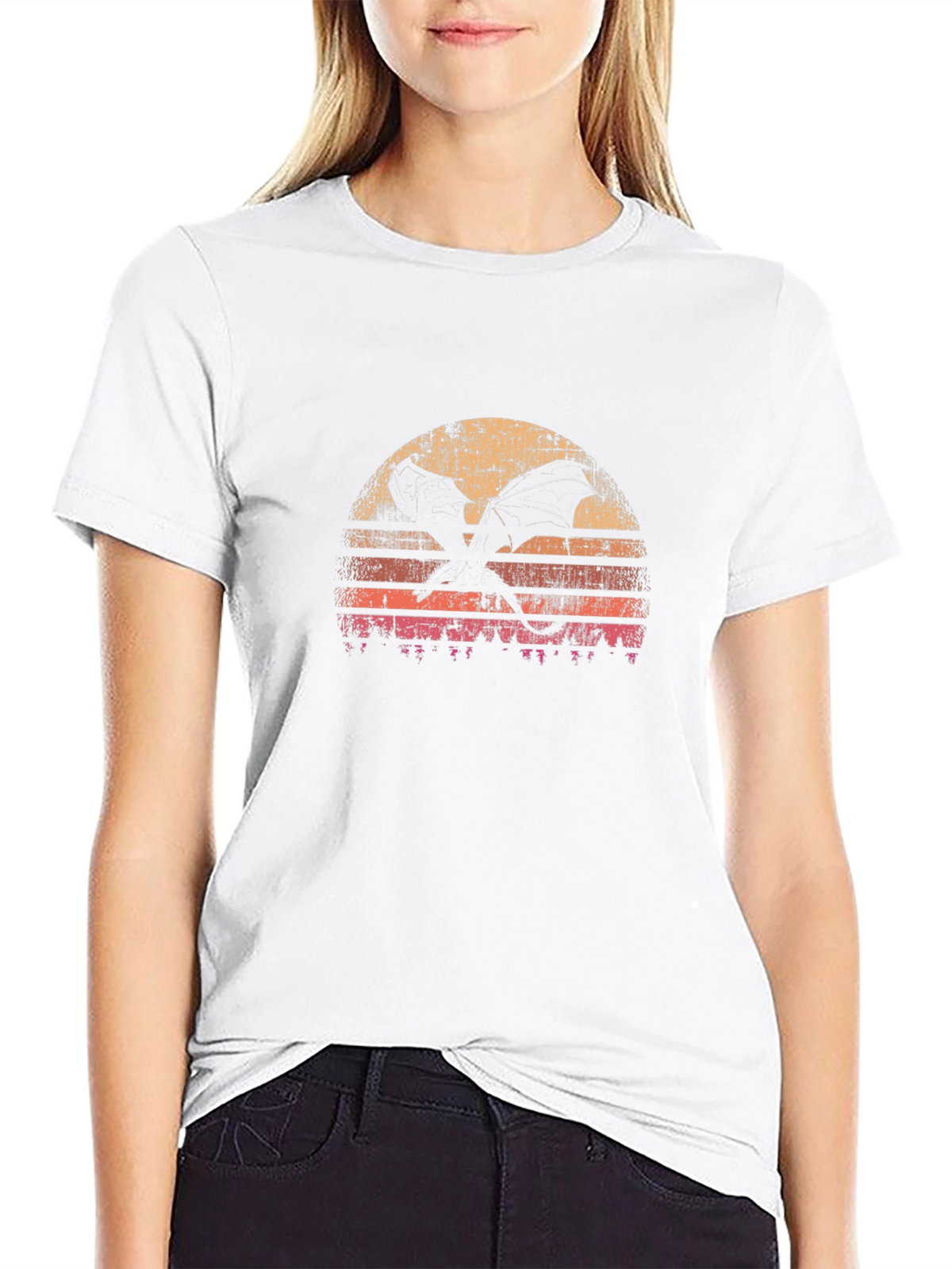 Retro Dragon Sunset Graphic Tee