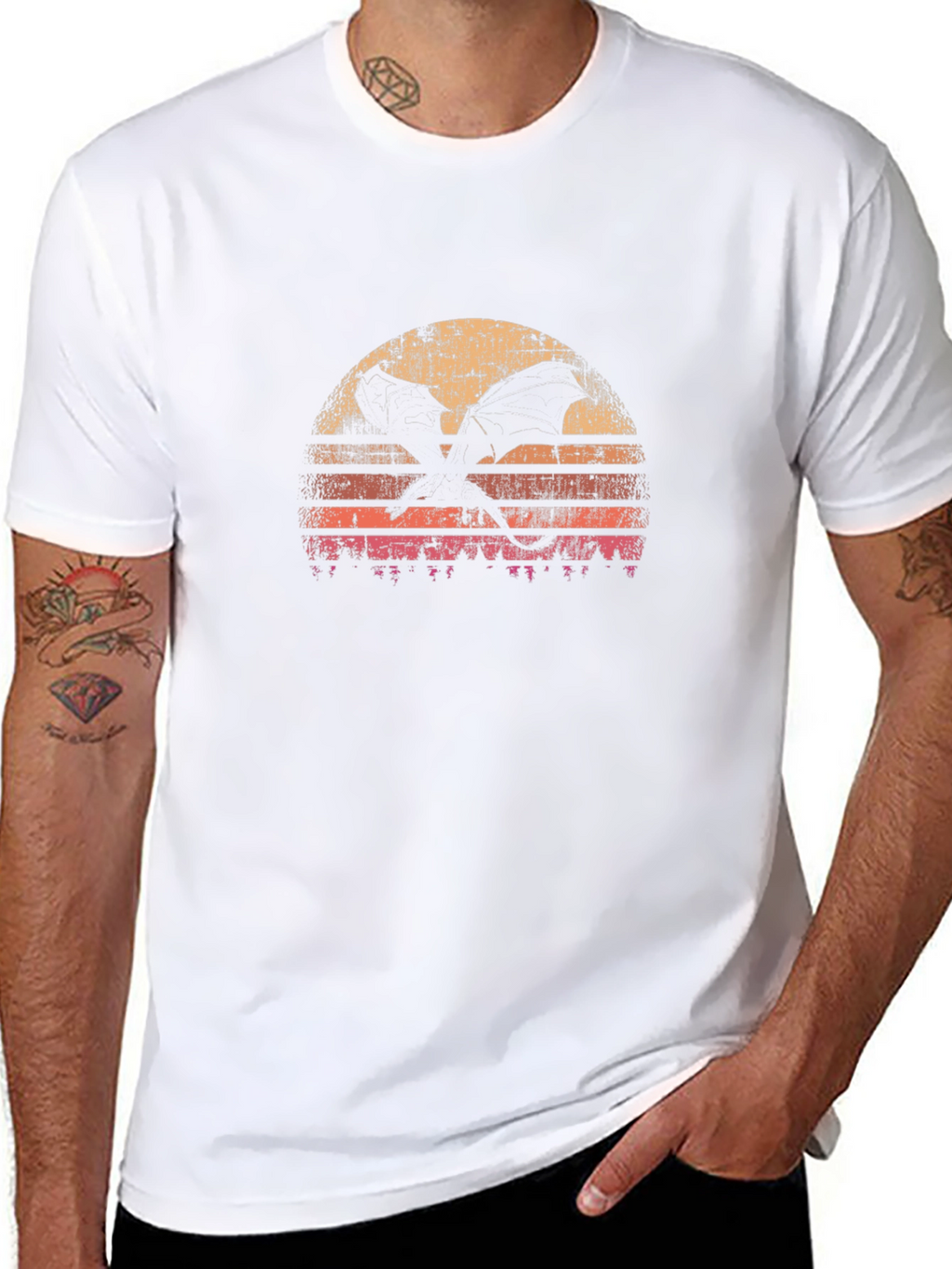 Retro Dragon Sunset Graphic Tee