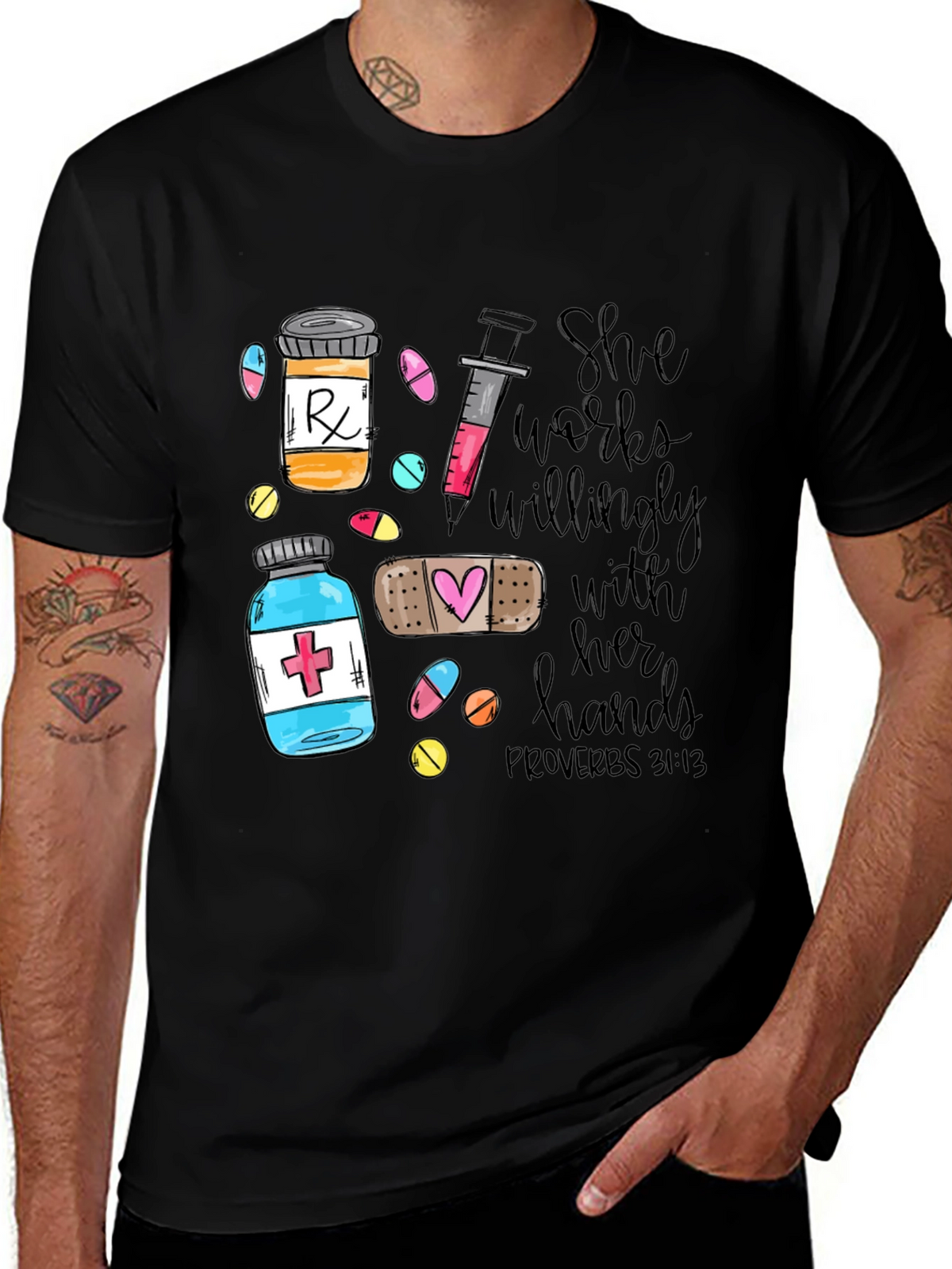 Nurse Proverbs Graphic Tee - She Works Willingly