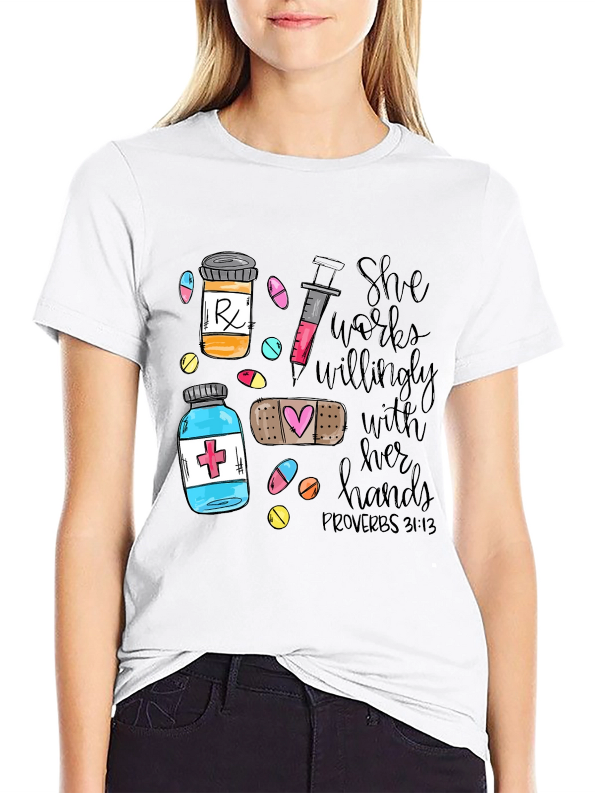 Nurse Proverbs Graphic Tee - She Works Willingly