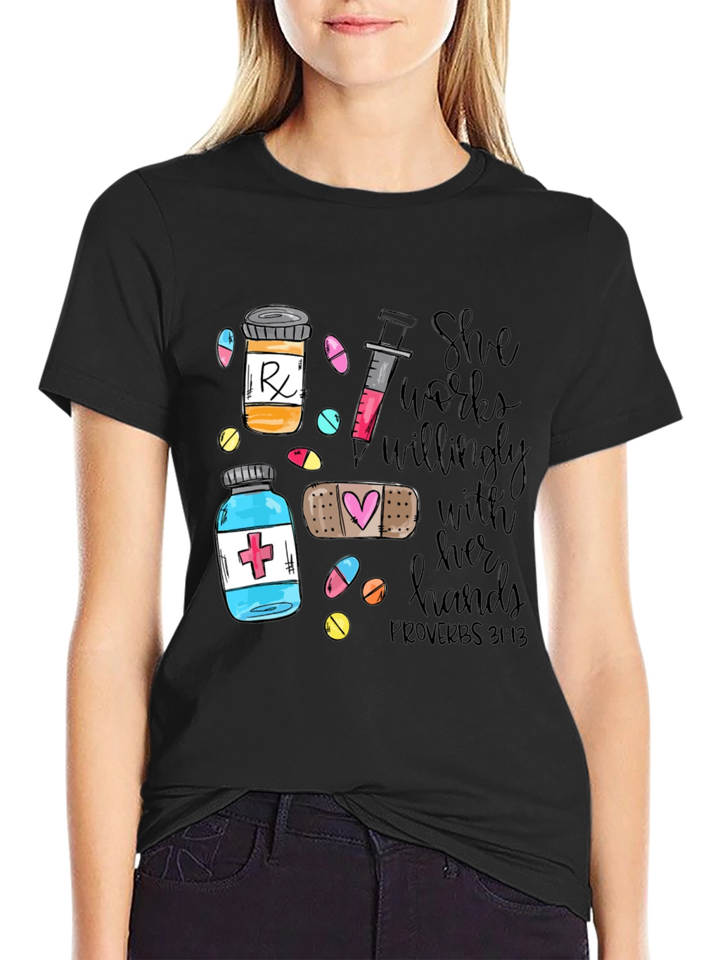 Nurse Proverbs Graphic Tee - She Works Willingly