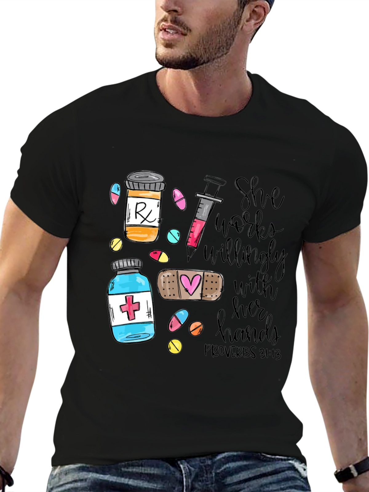 Nurse Proverbs Graphic Tee - She Works Willingly