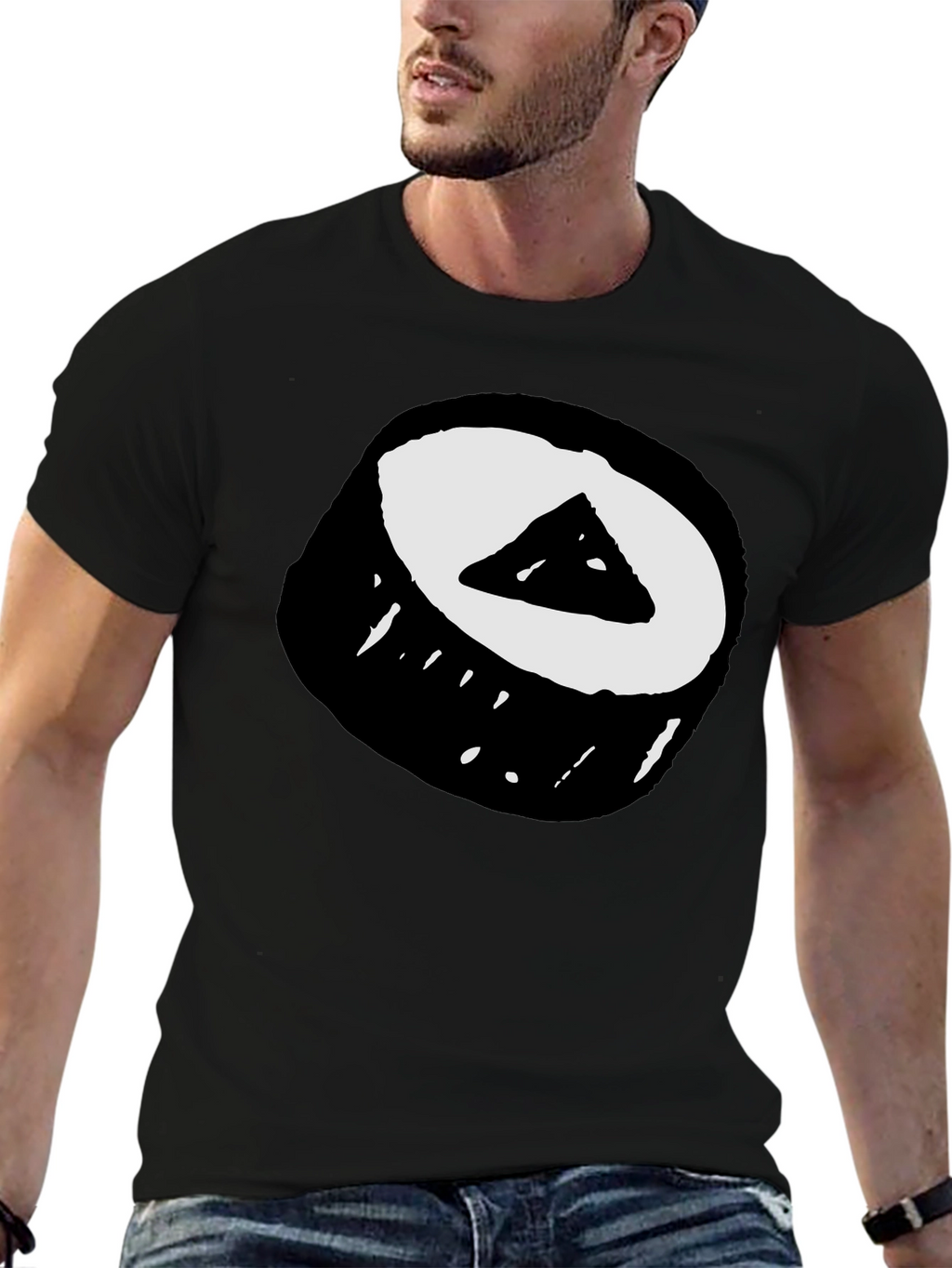 Sushi Roll Graphic Tee - Black Cotton T-Shirt